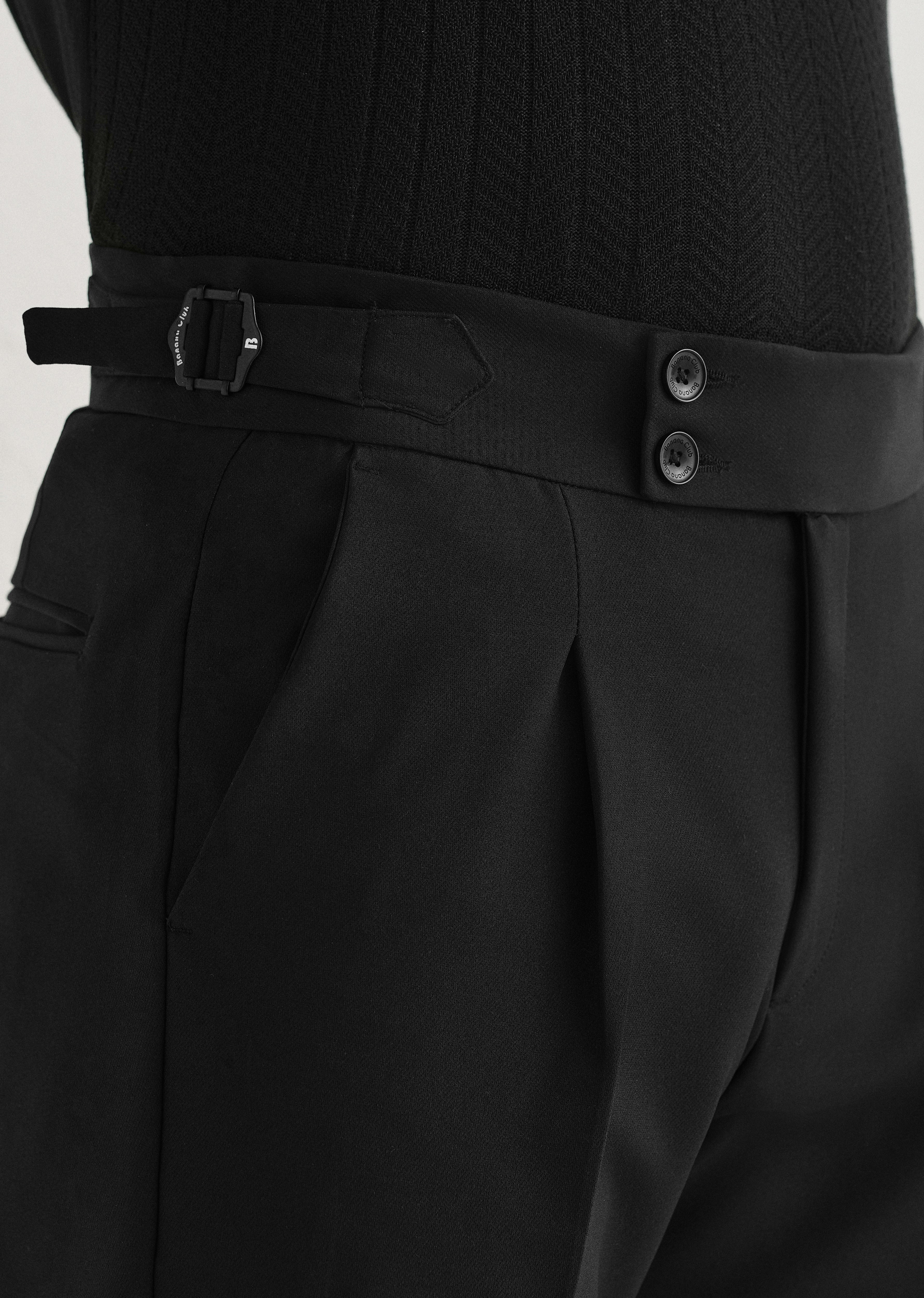 Deep Black Pleated Gurkha Pant
