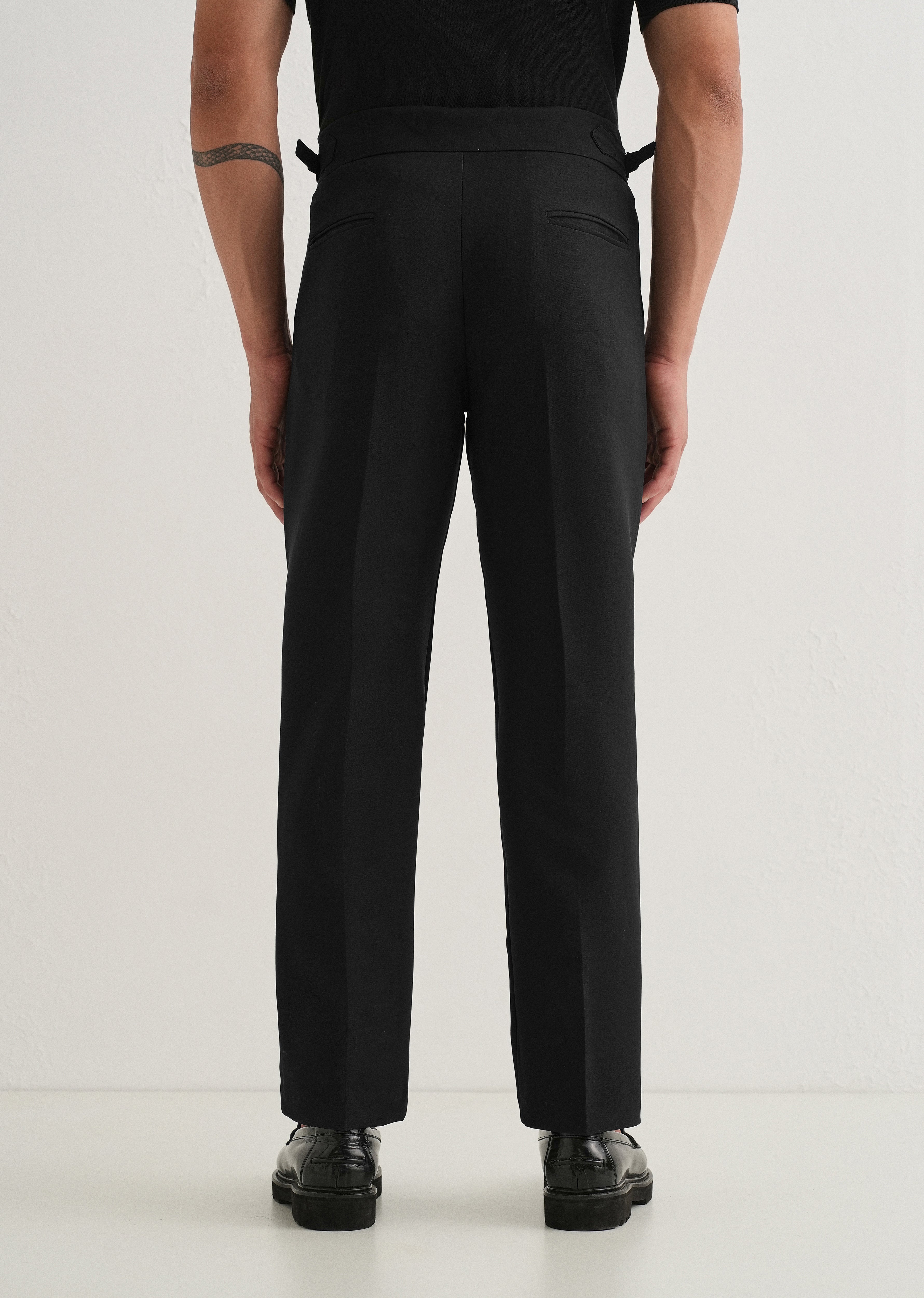 Deep Black Pleated Gurkha Pant