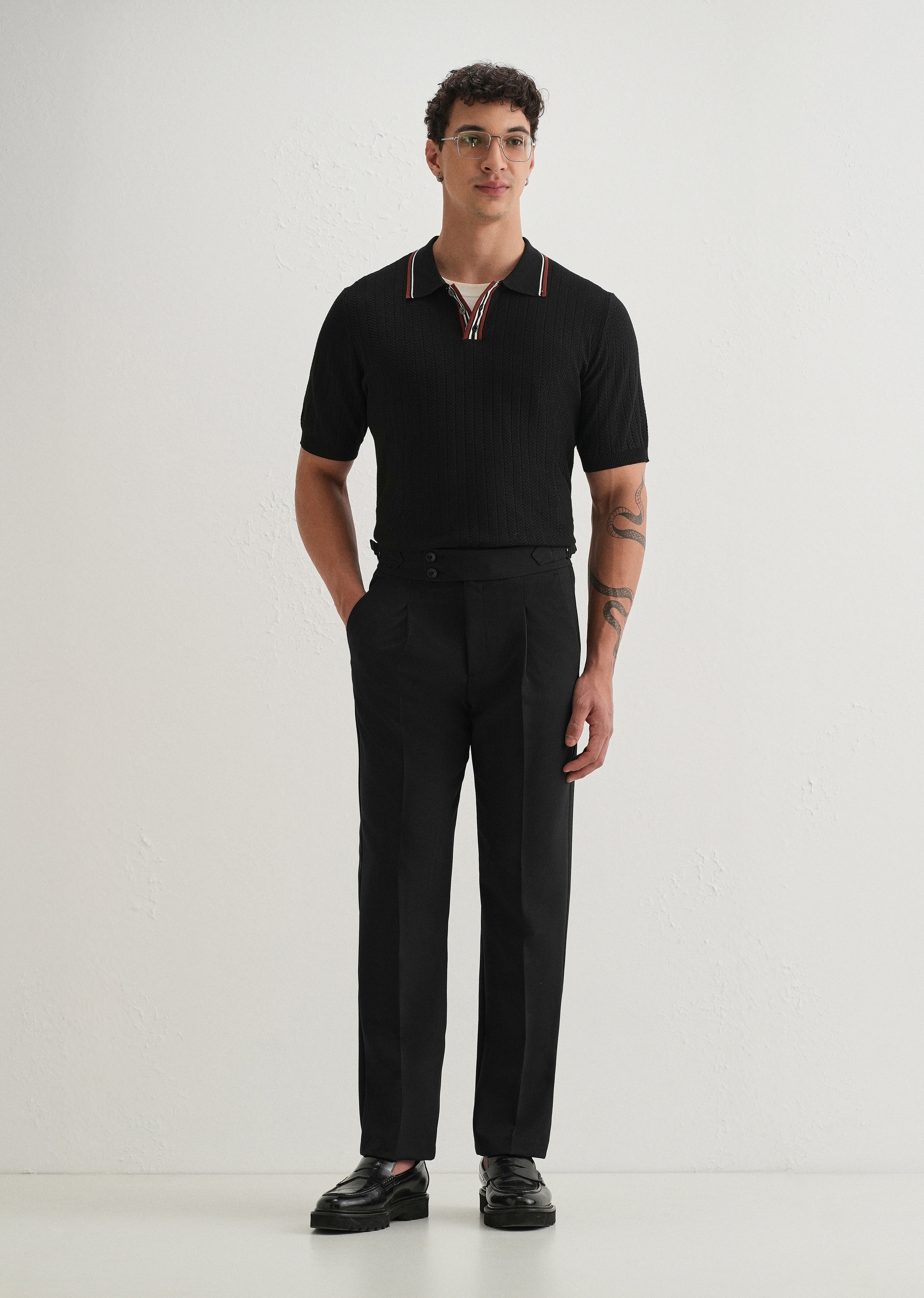 Deep Black Pleated Gurkha Pant
