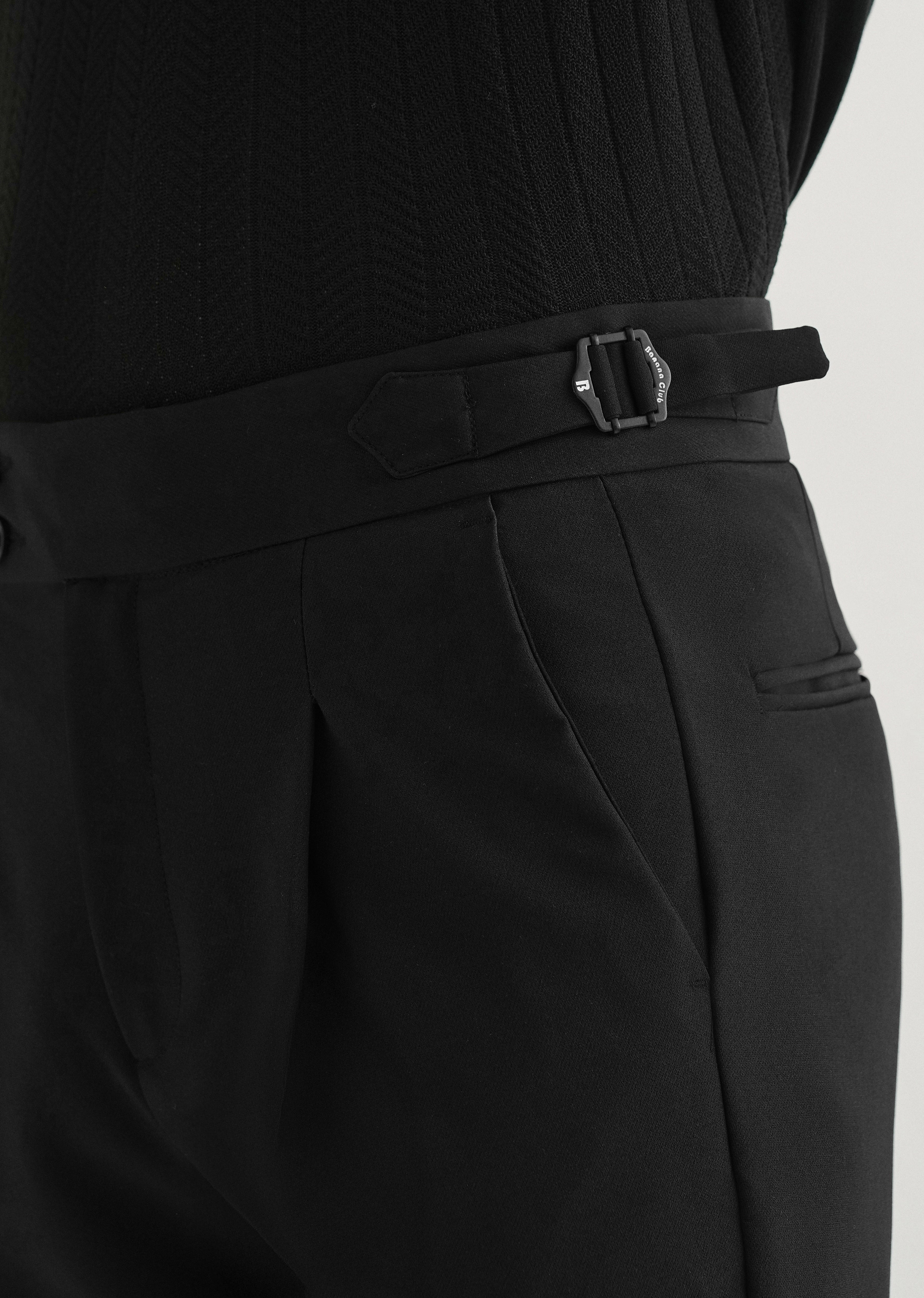 Deep Black Pleated Gurkha Pant