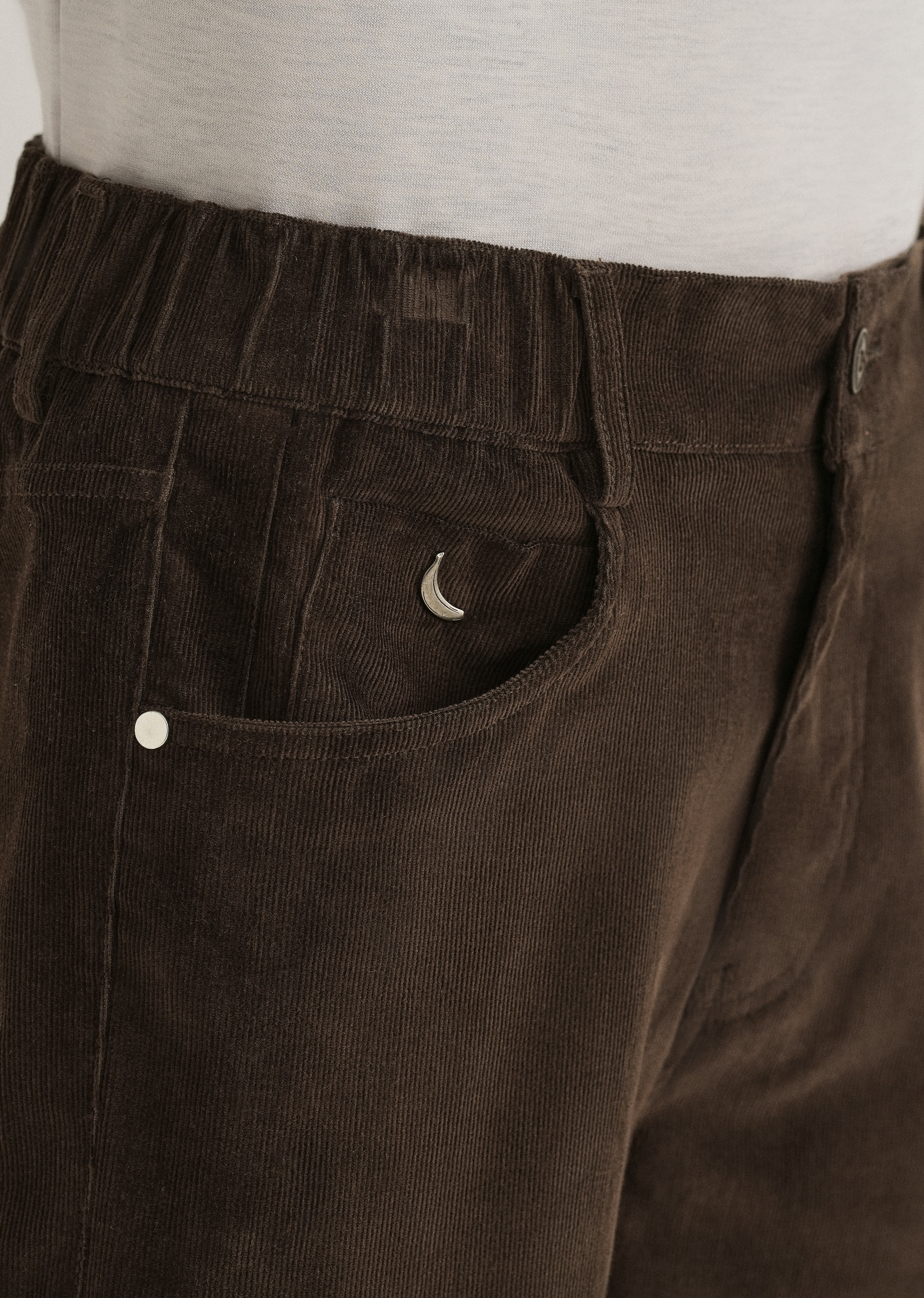 Deep Brown Semi-Elasticated Corduroy Pant