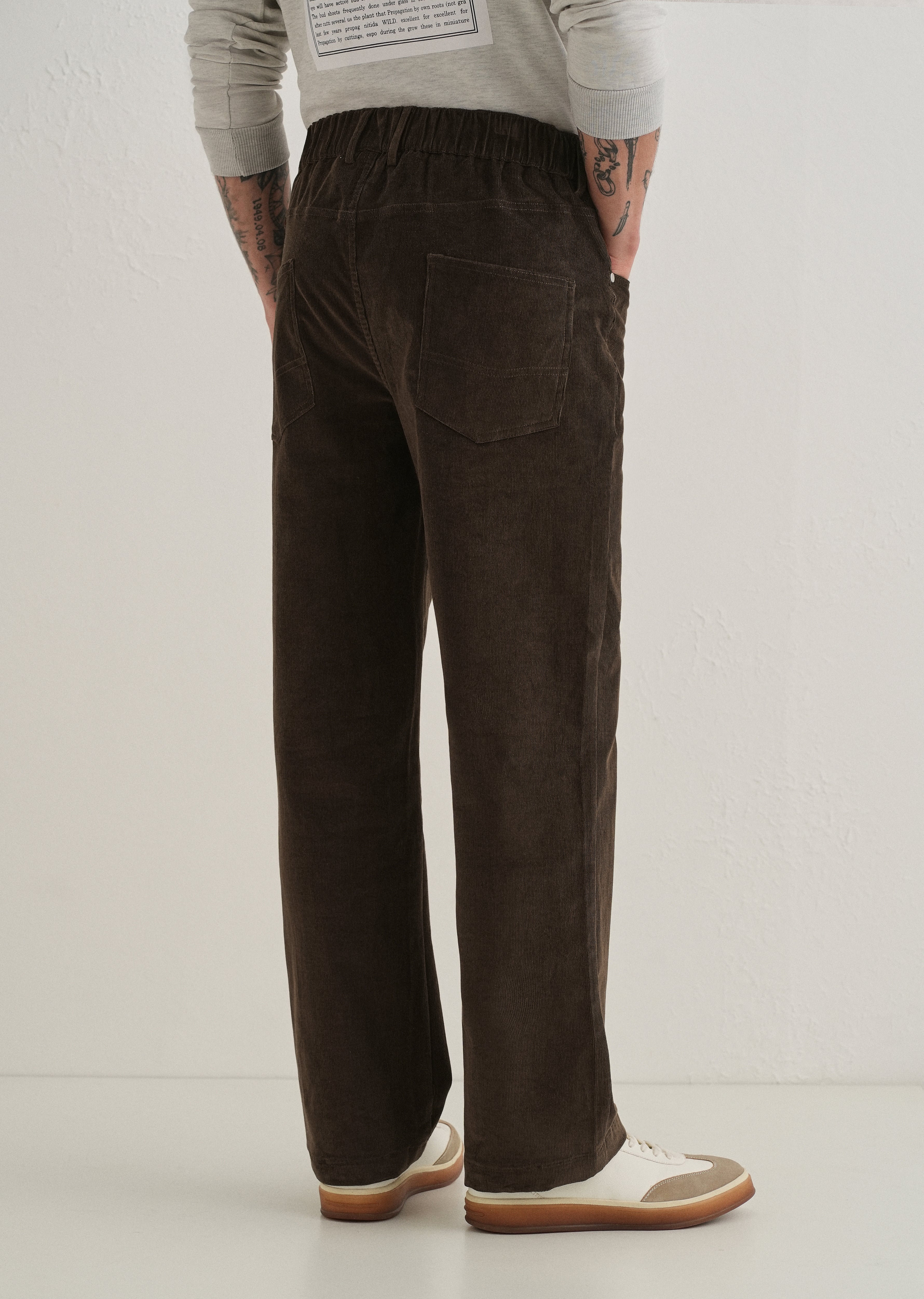 Deep Brown Semi-Elasticated Corduroy Pant