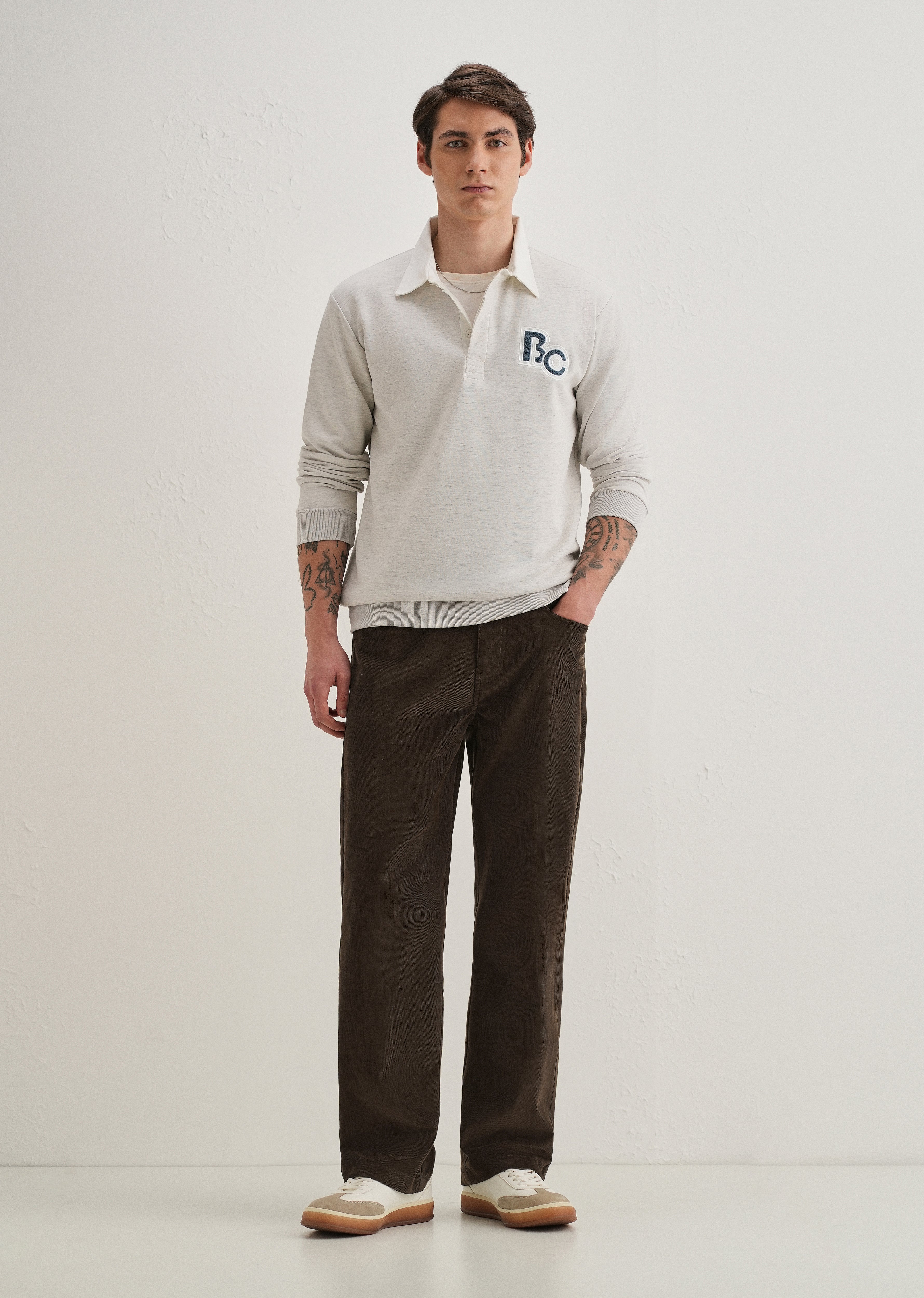 Deep Brown Semi-Elasticated Corduroy Pant