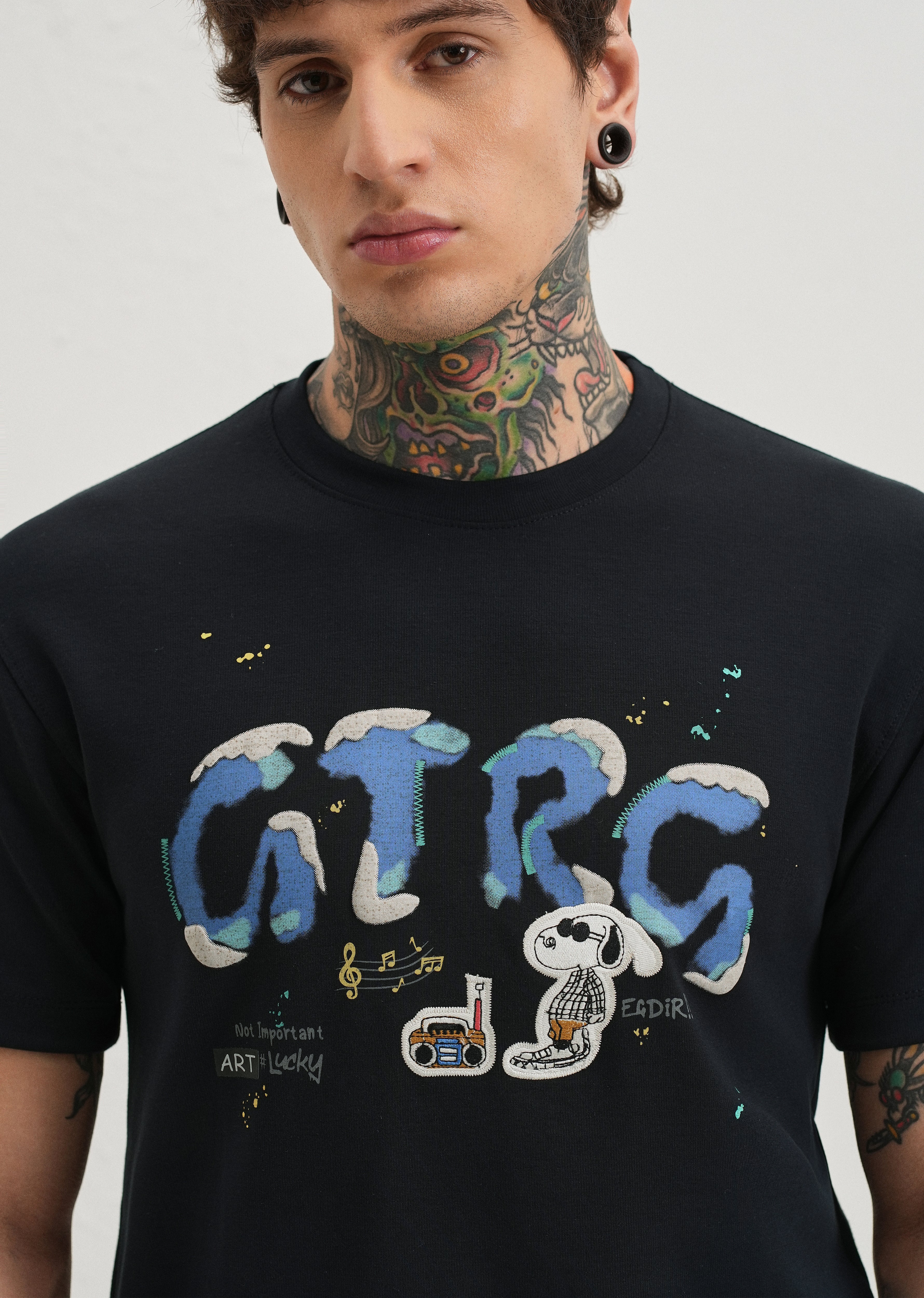 Deep Dark Blue Graphic Printed T-shirt