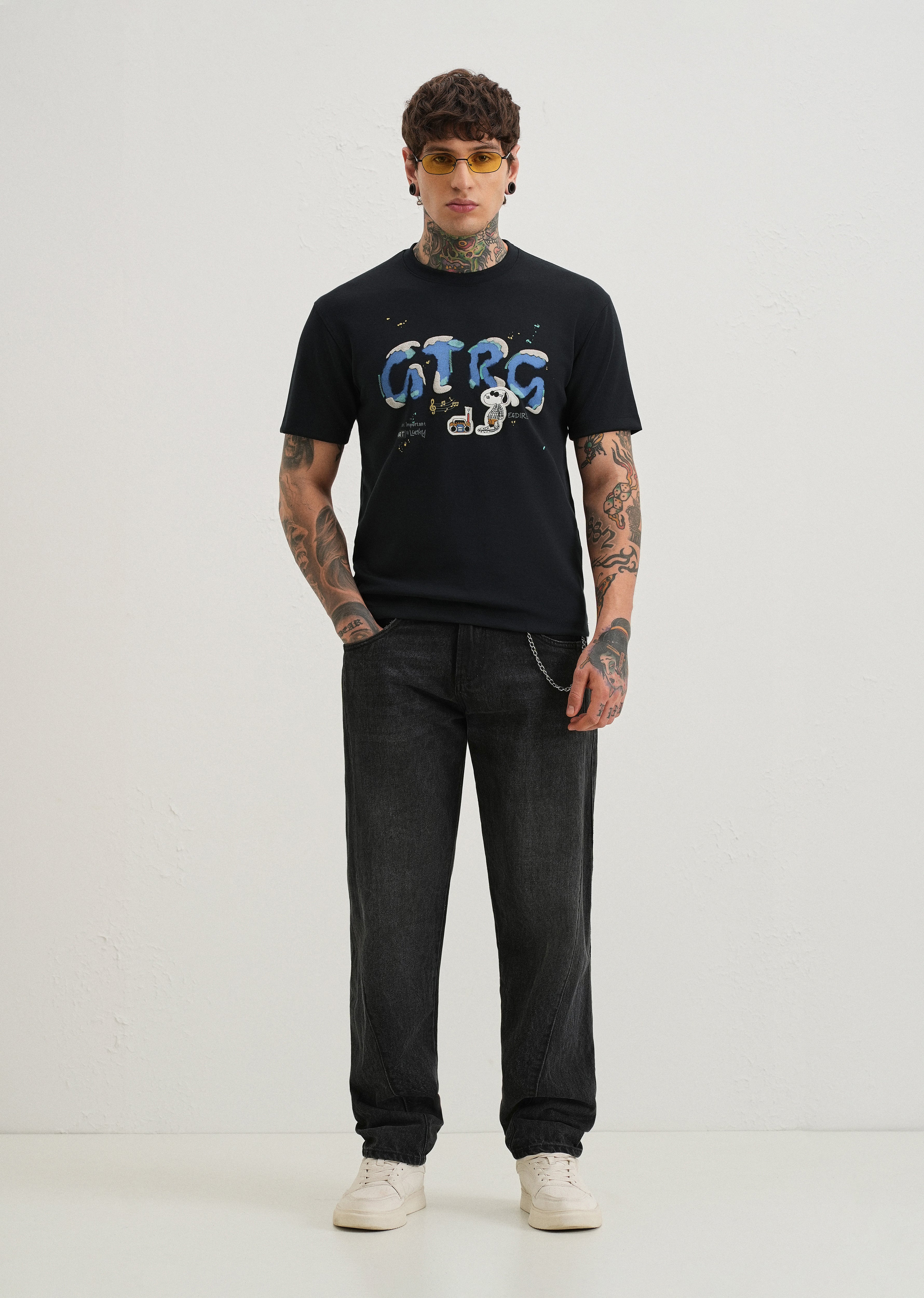 Deep Dark Blue Graphic Printed T-shirt