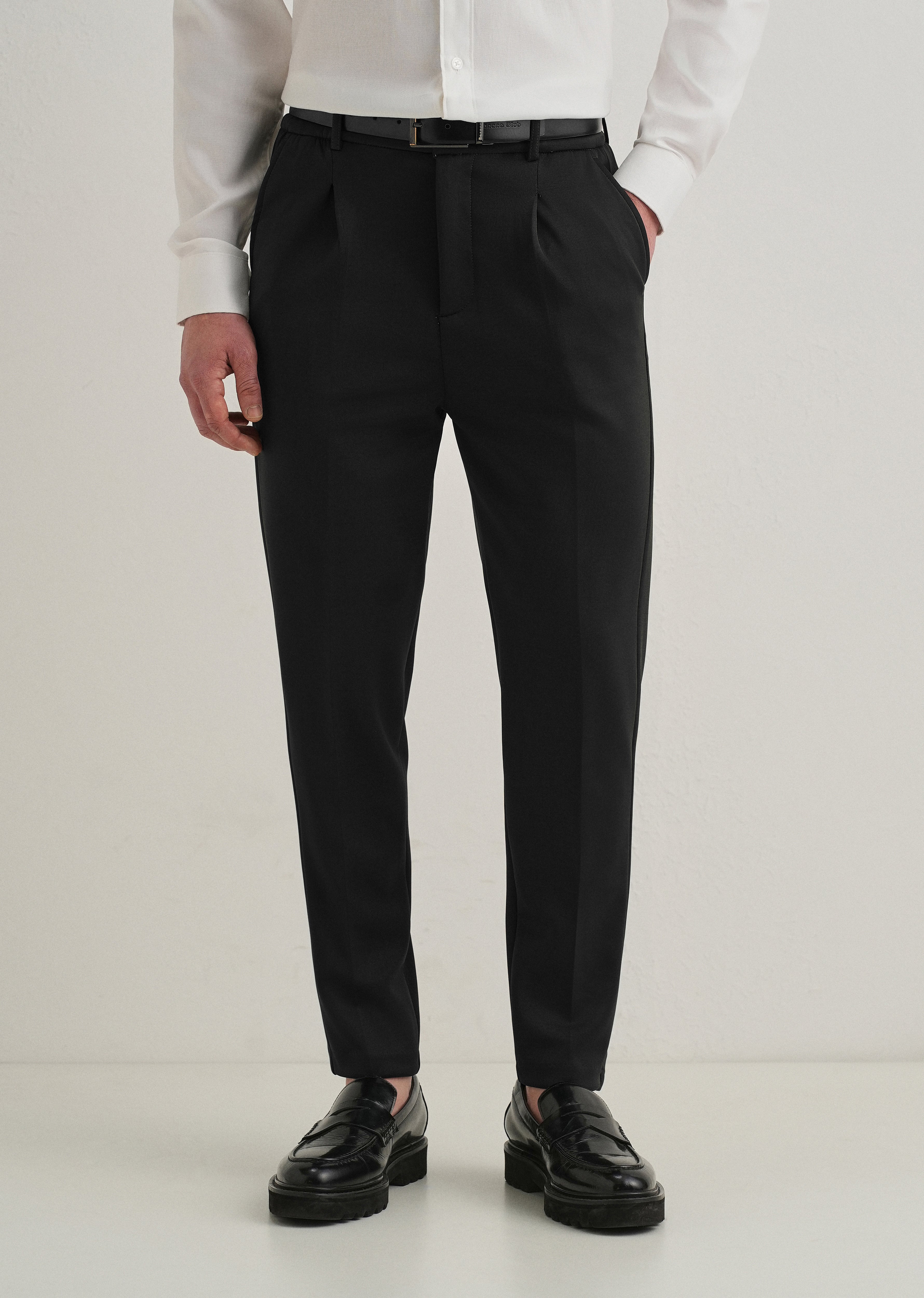 Deep Green Pleated Relaxed Fit Trousers