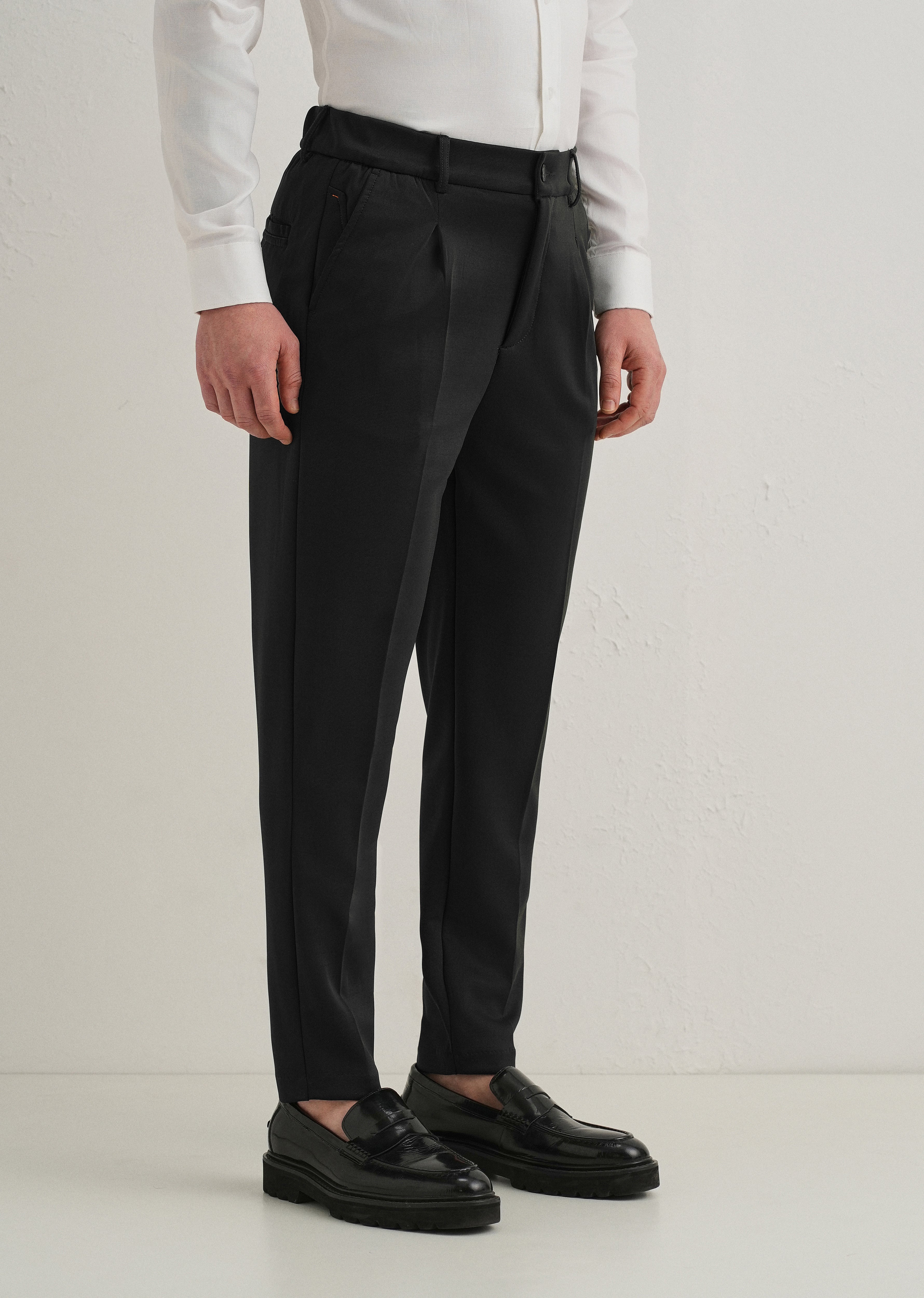 Deep Green Pleated Relaxed Fit Trousers