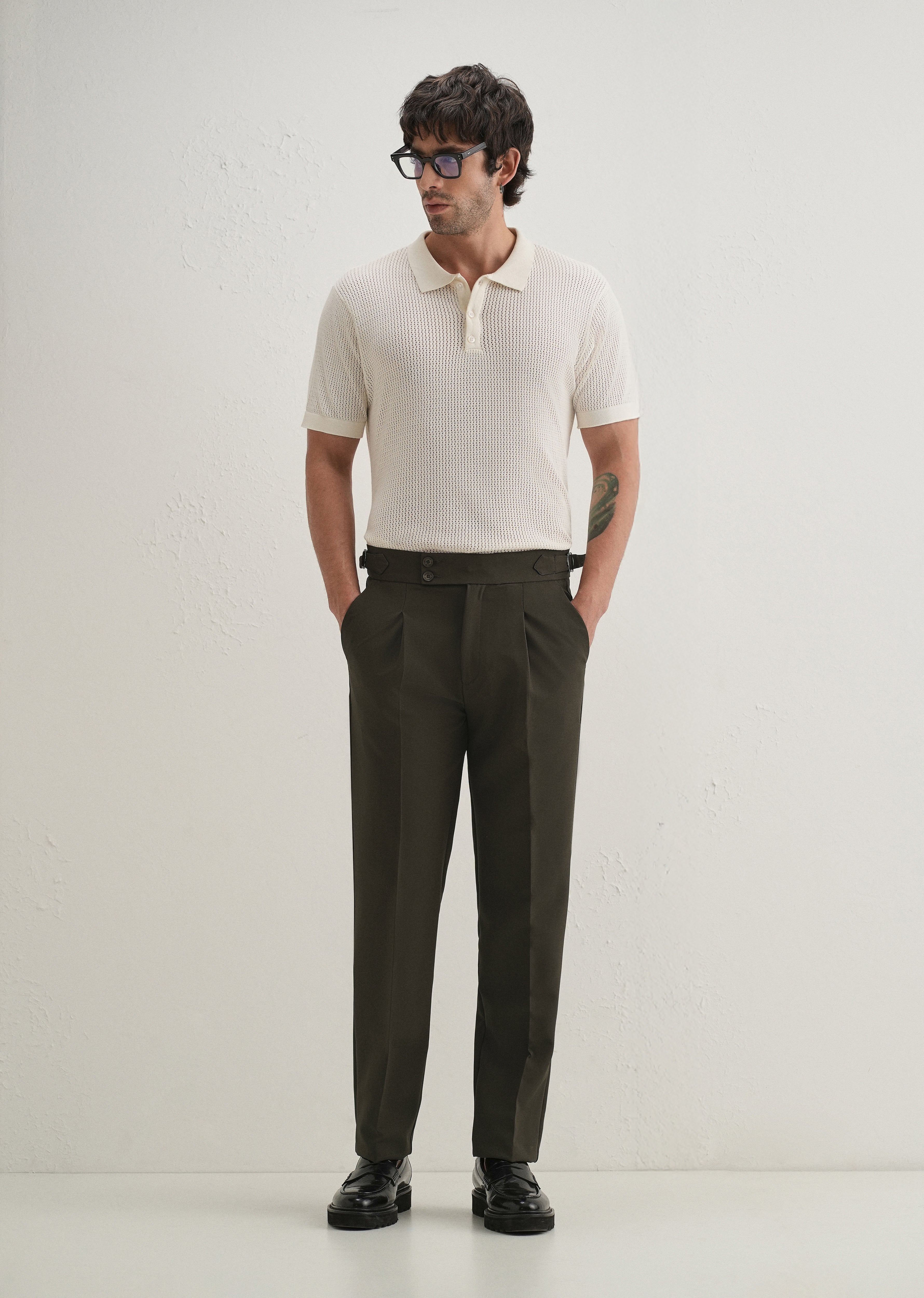 Deep Olive Pleated Gurkha Pant
