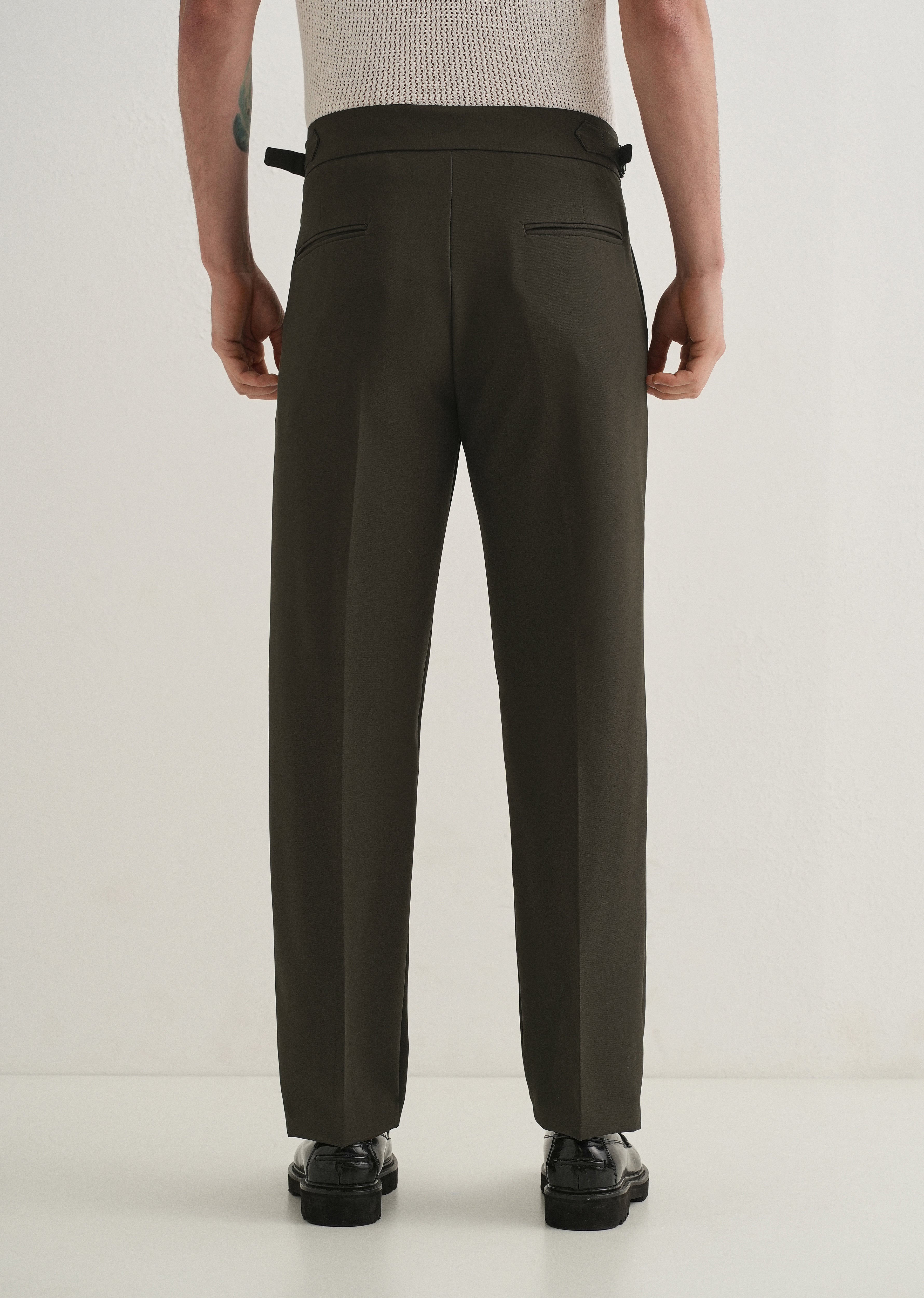 Deep Olive Pleated Gurkha Pant