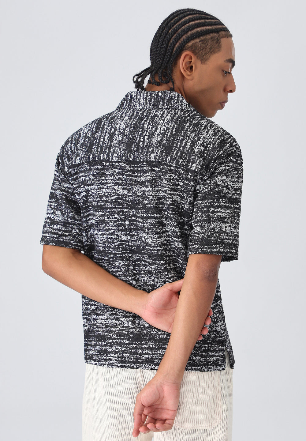 Deep black Knitted Half Sleeves Shirt