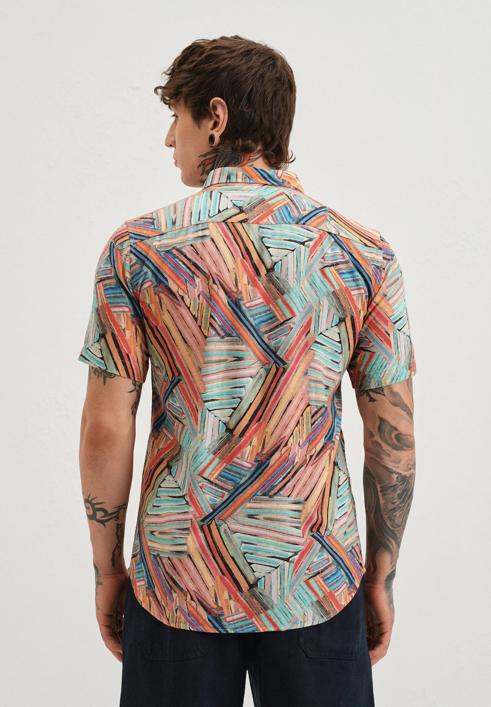 Delineated Orange Half Sleeve shirt