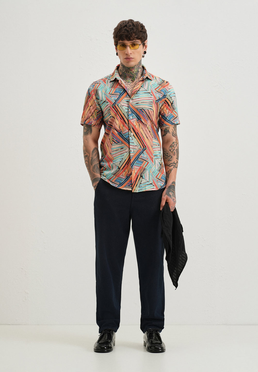 Delineated Orange Half Sleeve shirt