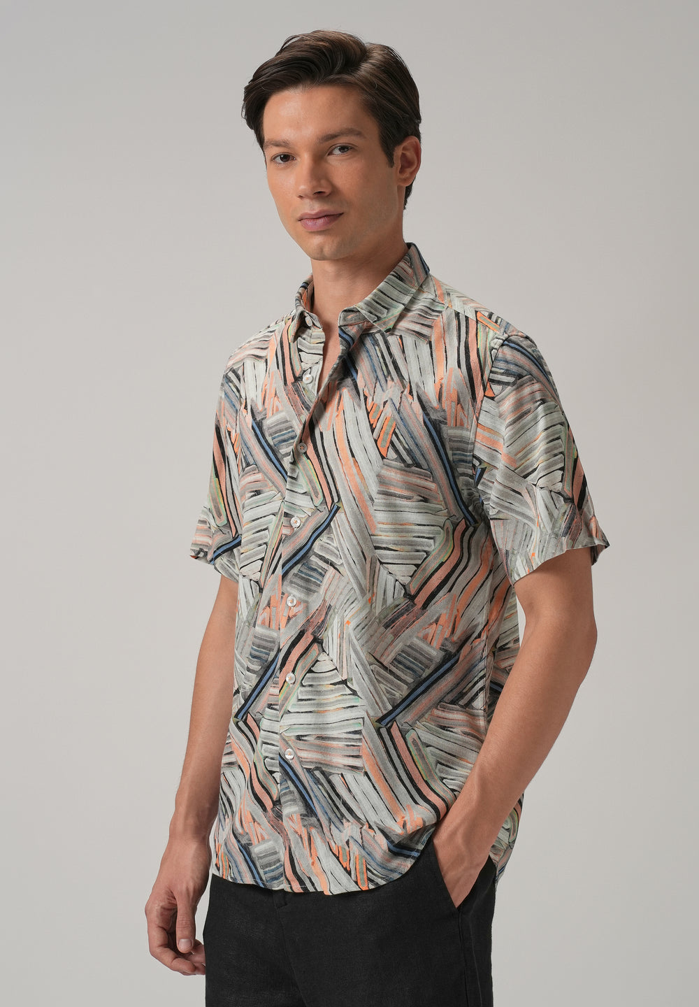 Delineated White Half Sleeve shirt