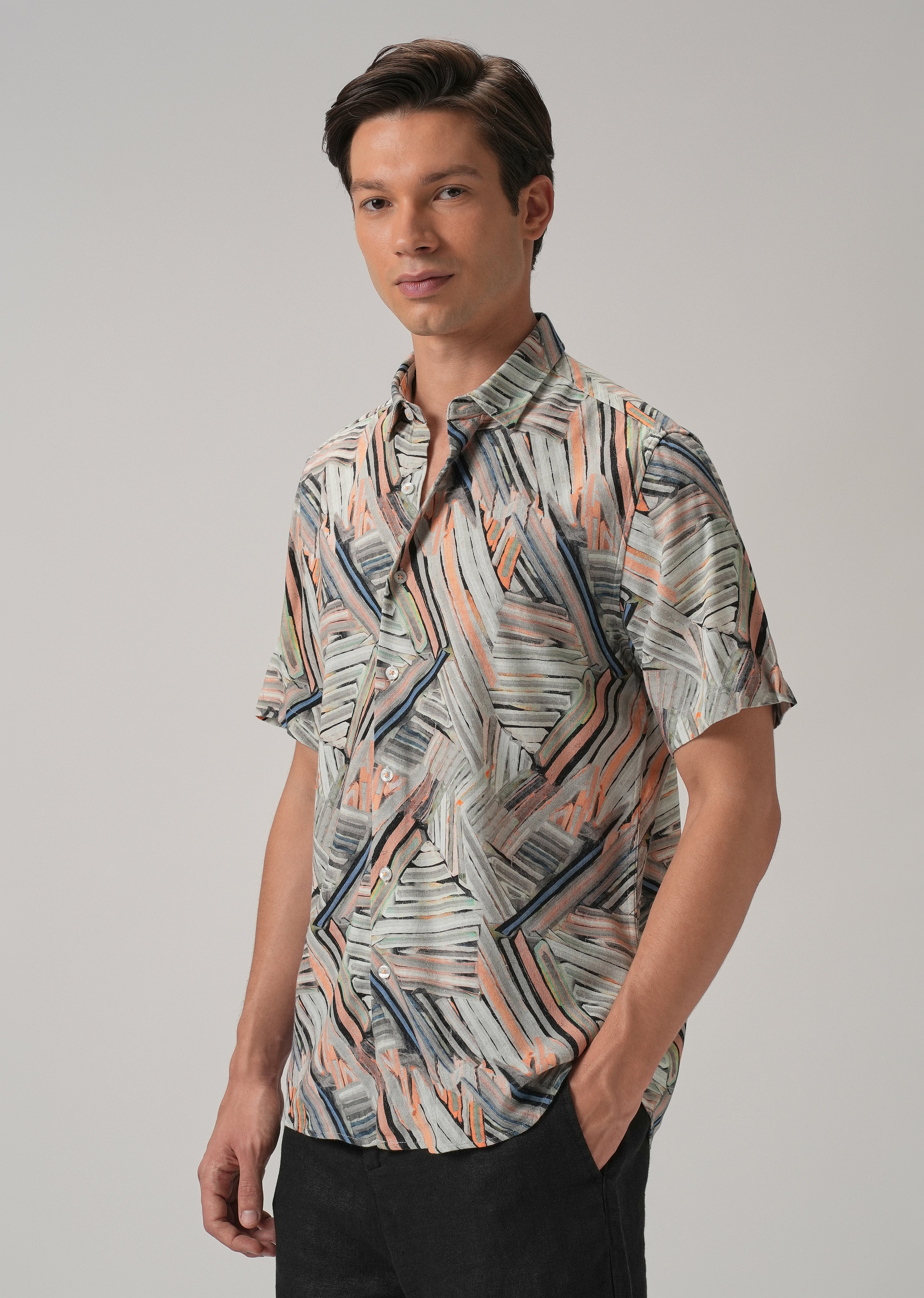 Delineated White Half Sleeve shirt