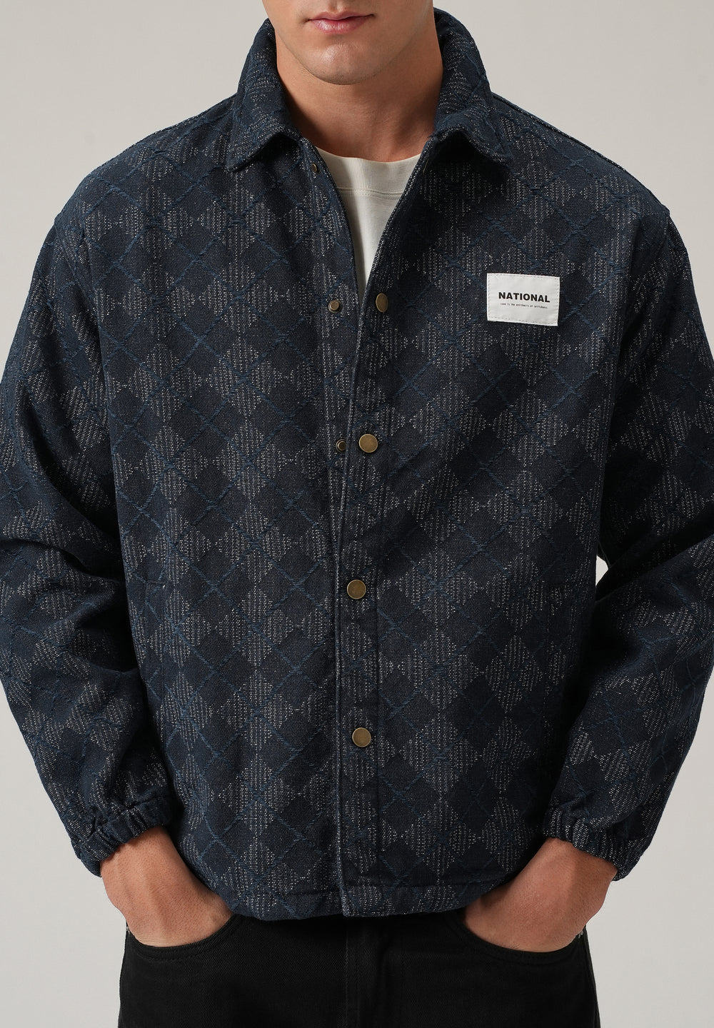Diamond Pattern Denim Jacquard Jacket