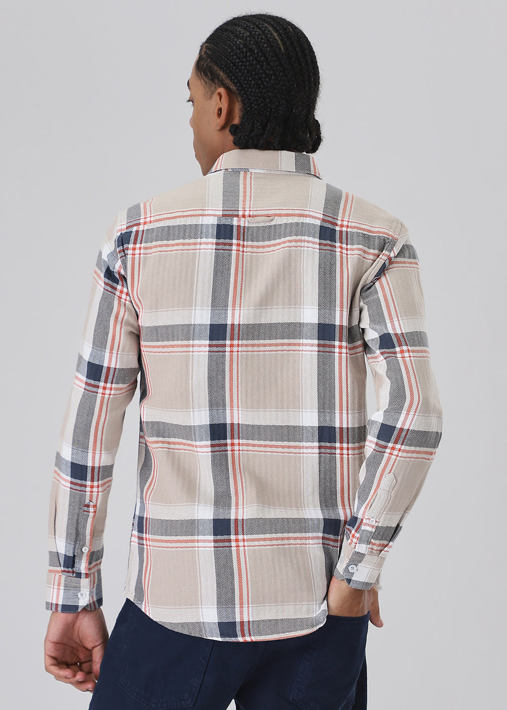 Dobby Check Khaki Shirt