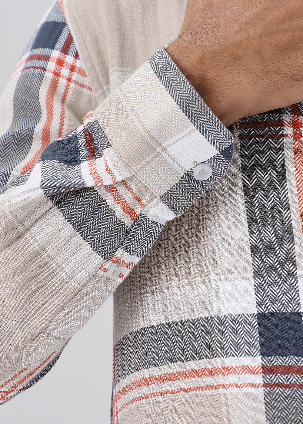 Dobby Check Khaki Shirt