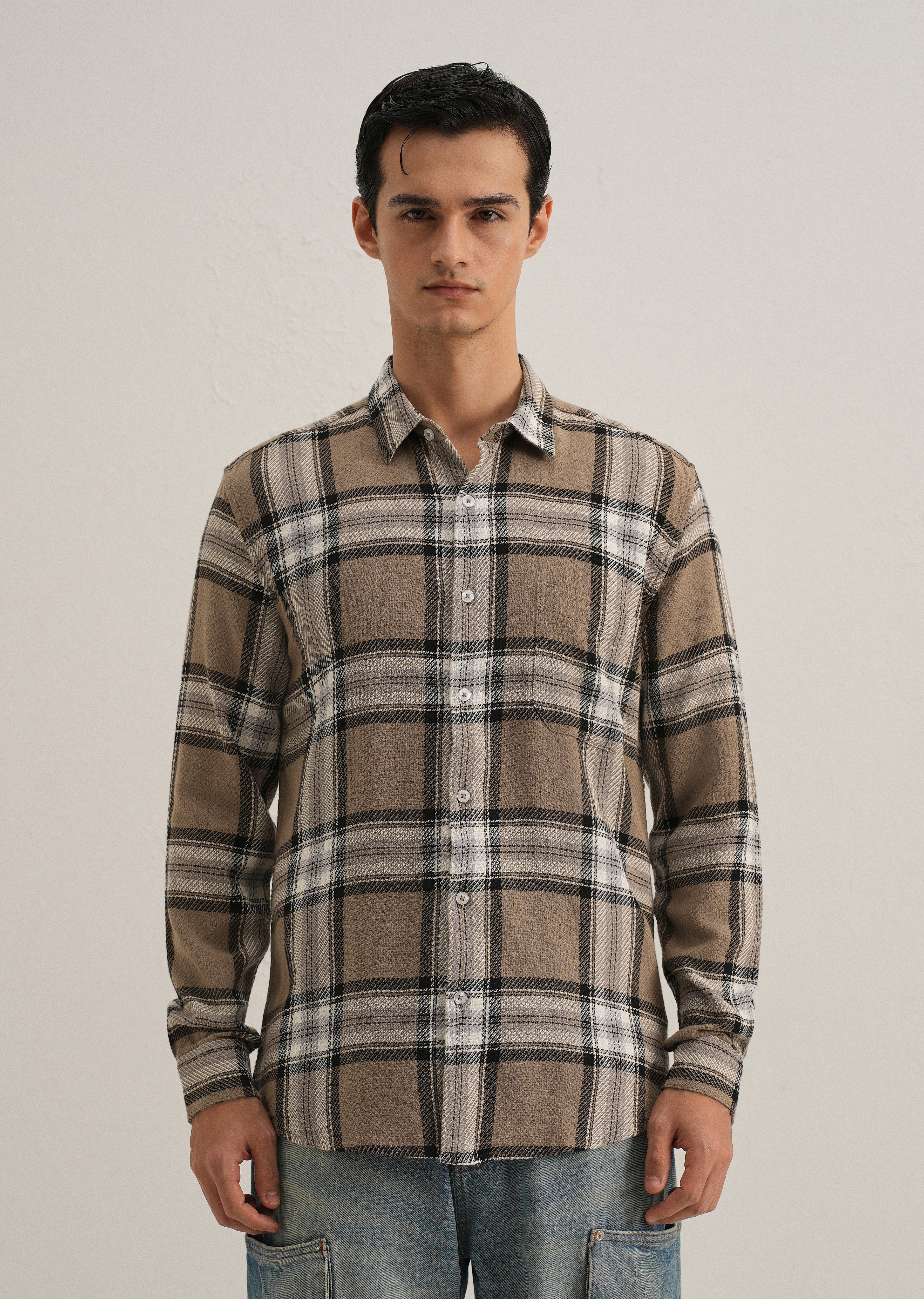 Dobby Check Stone Shirt