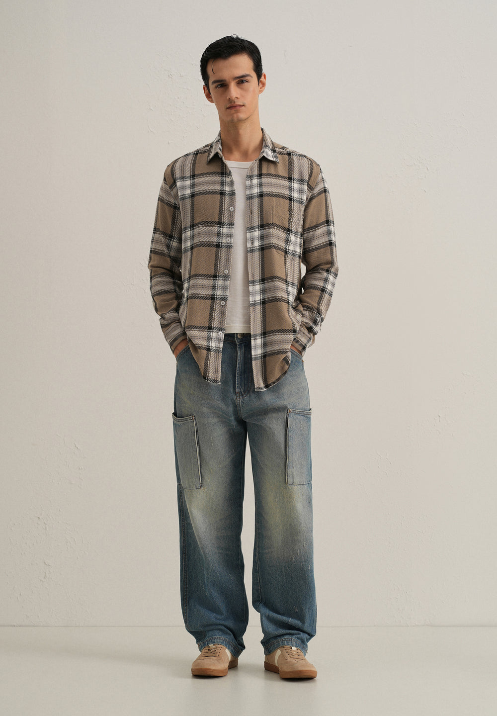 Dobby Check Stone Shirt