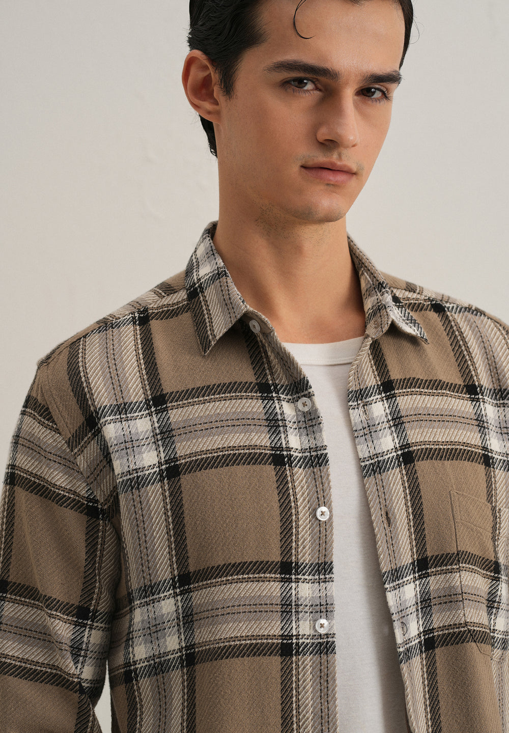 Dobby Check Stone Shirt