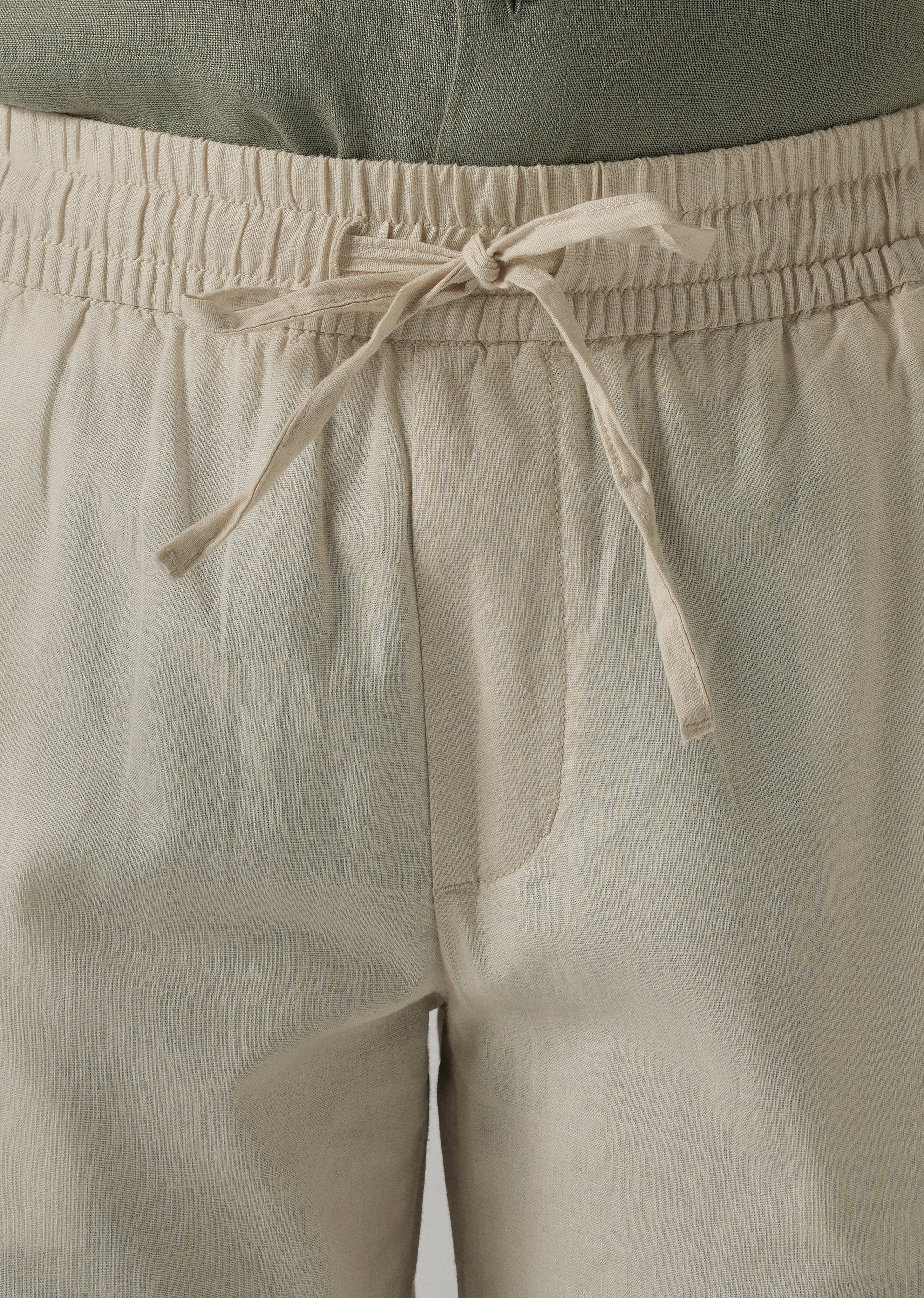 Drawstring Cream Linen Pant