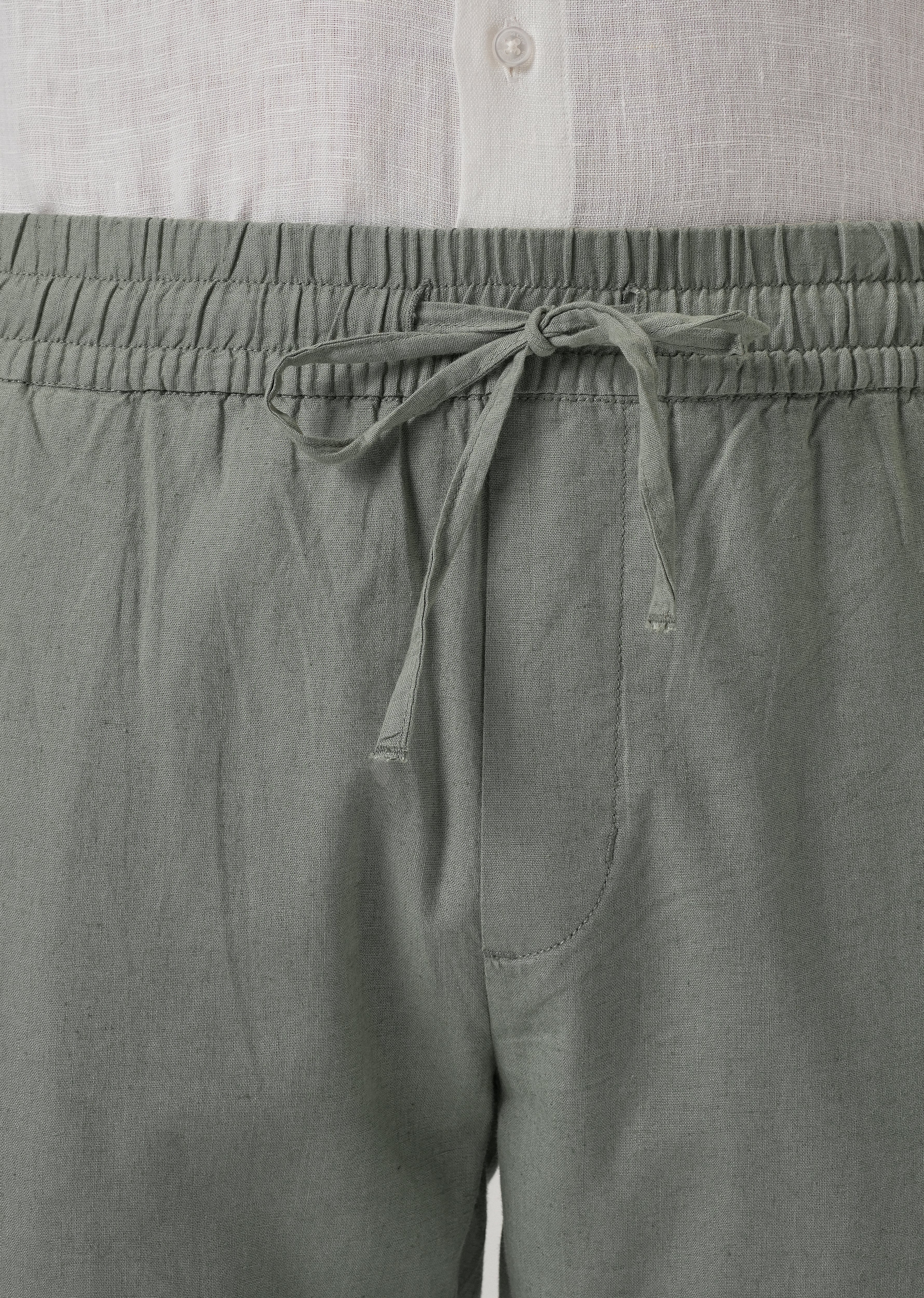 Drawstring Green Linen Pant
