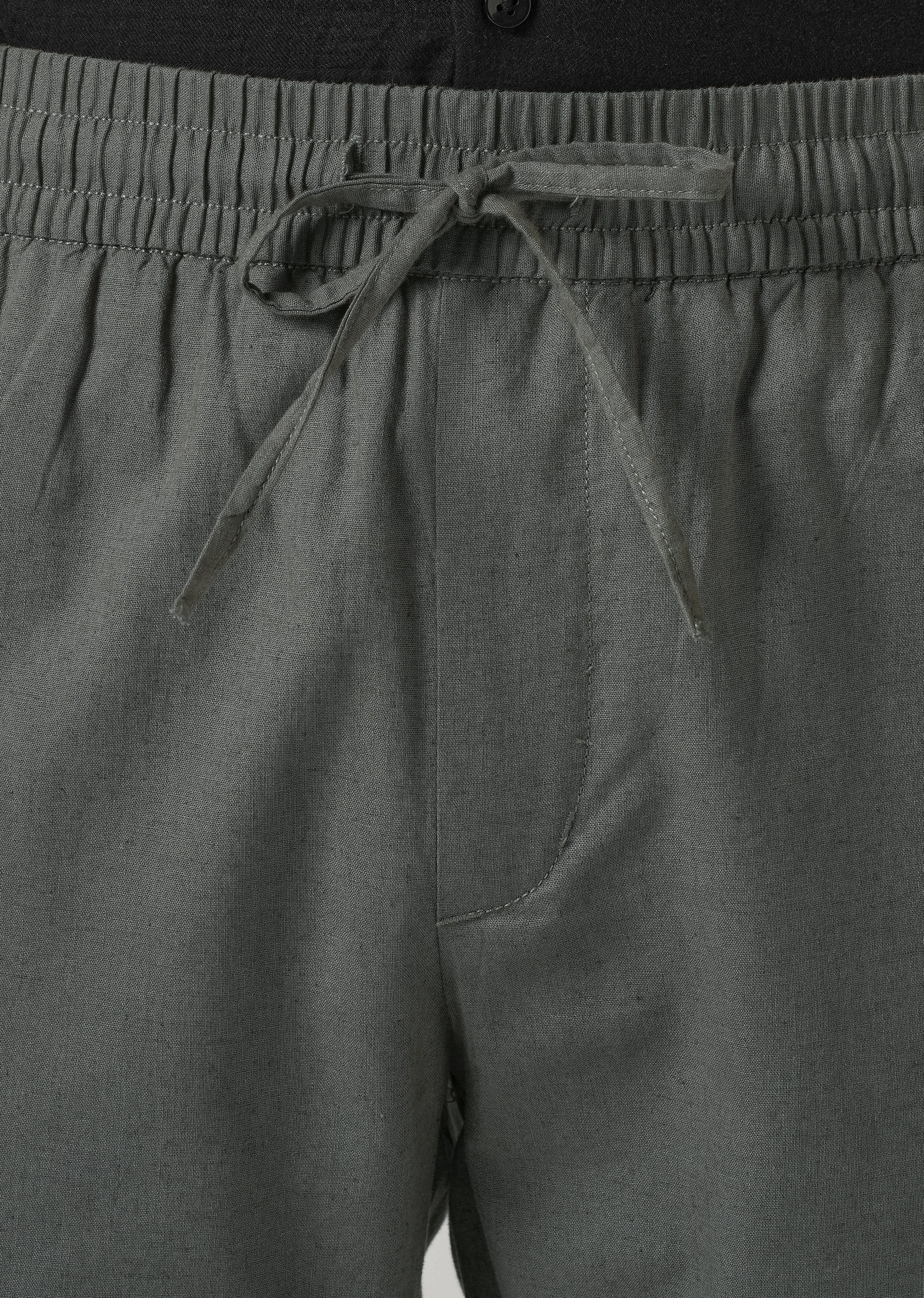 Drawstring Grey Linen Pant