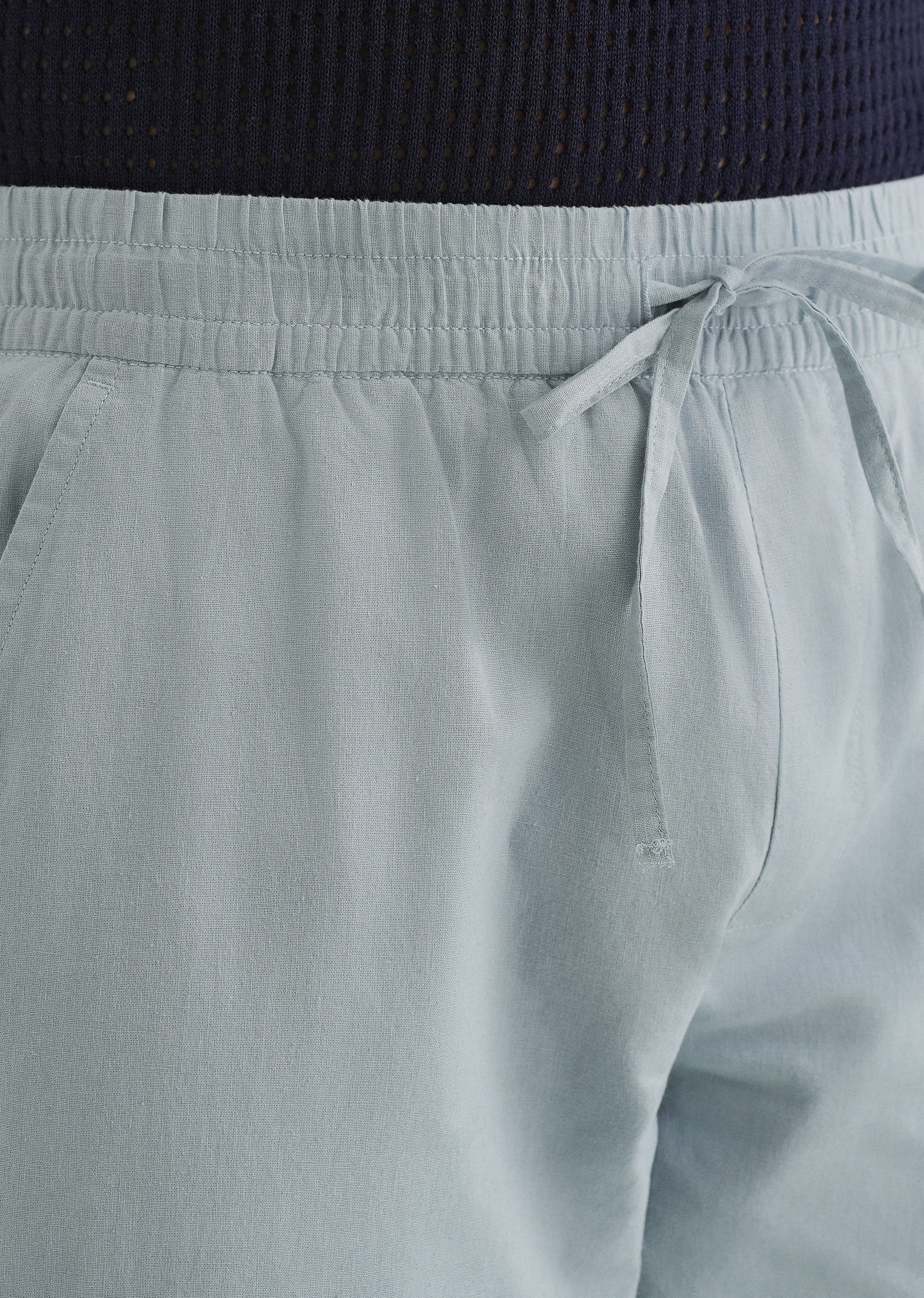 Drawstring Light Blue Linen Pant