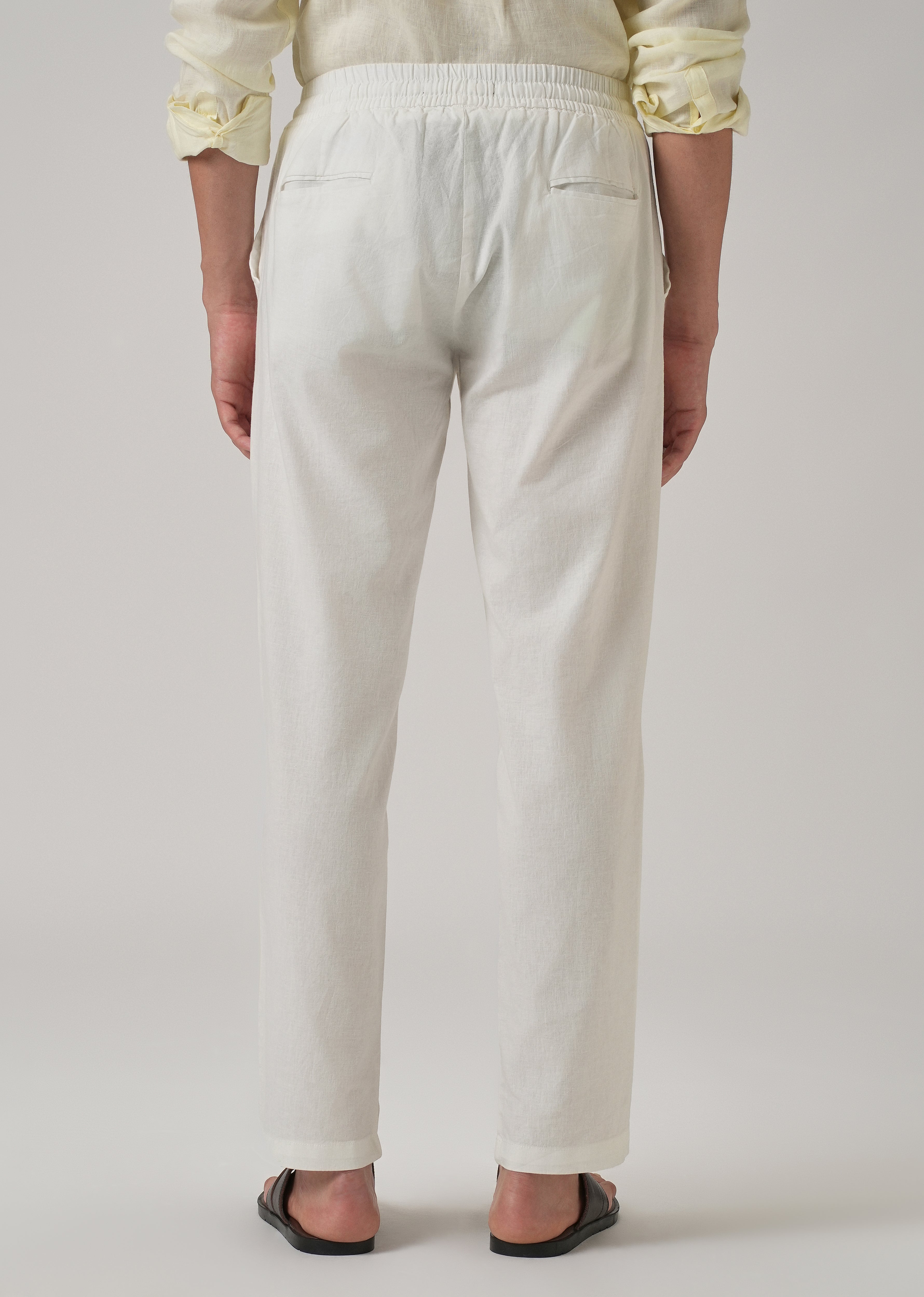 Drawstring White Linen Pant