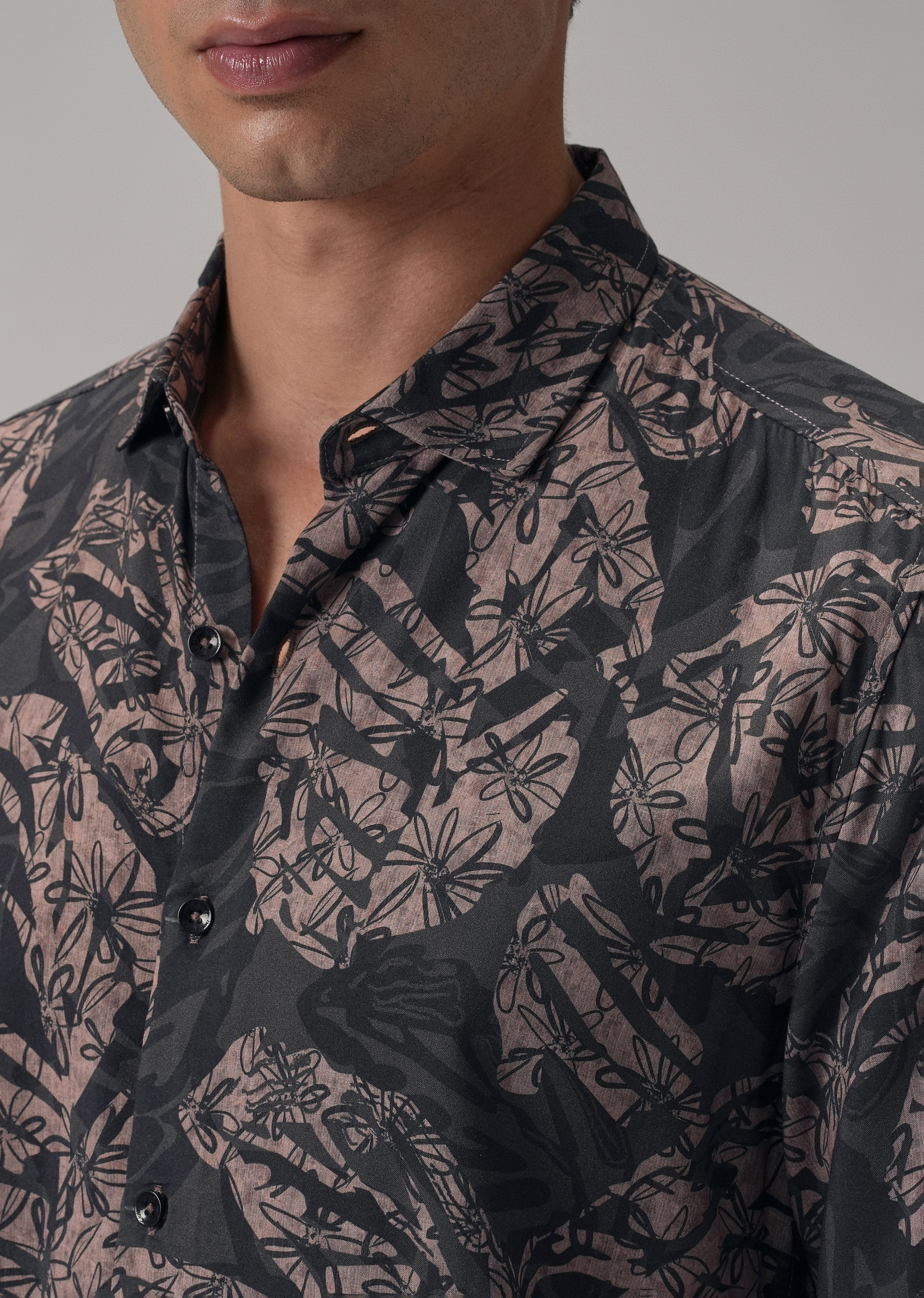 Dusk Pink Floral Printed Shirt