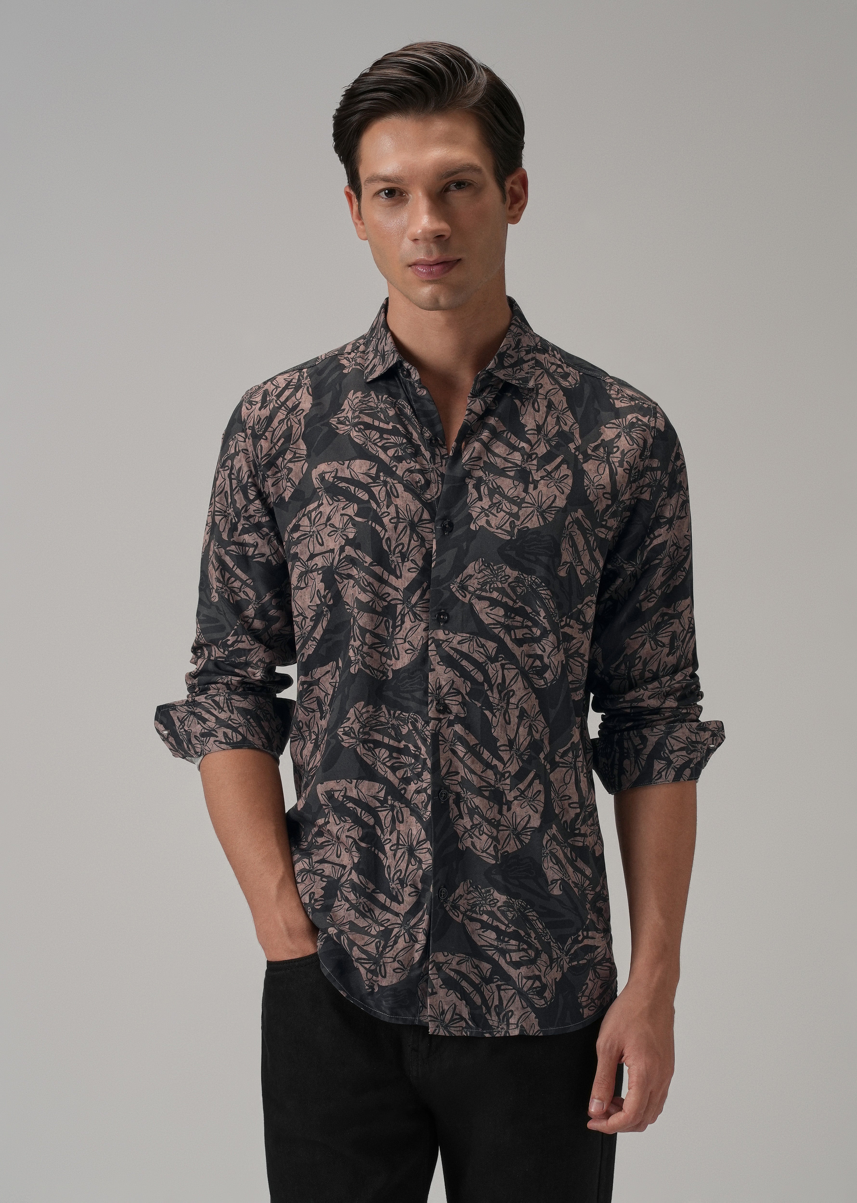 Dusk Pink Floral Printed Shirt