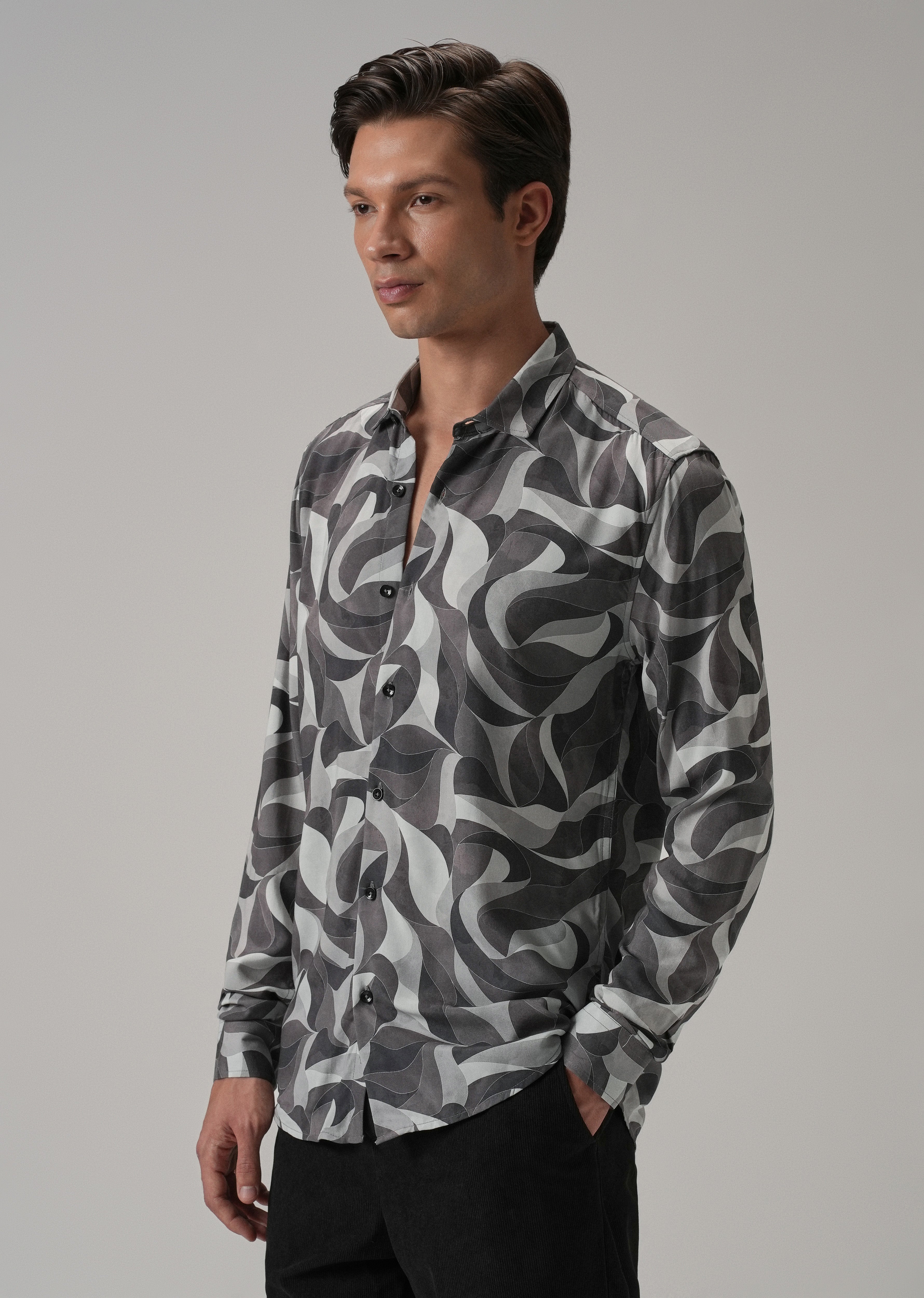 Dusky Violet Swirl Printed Shirt