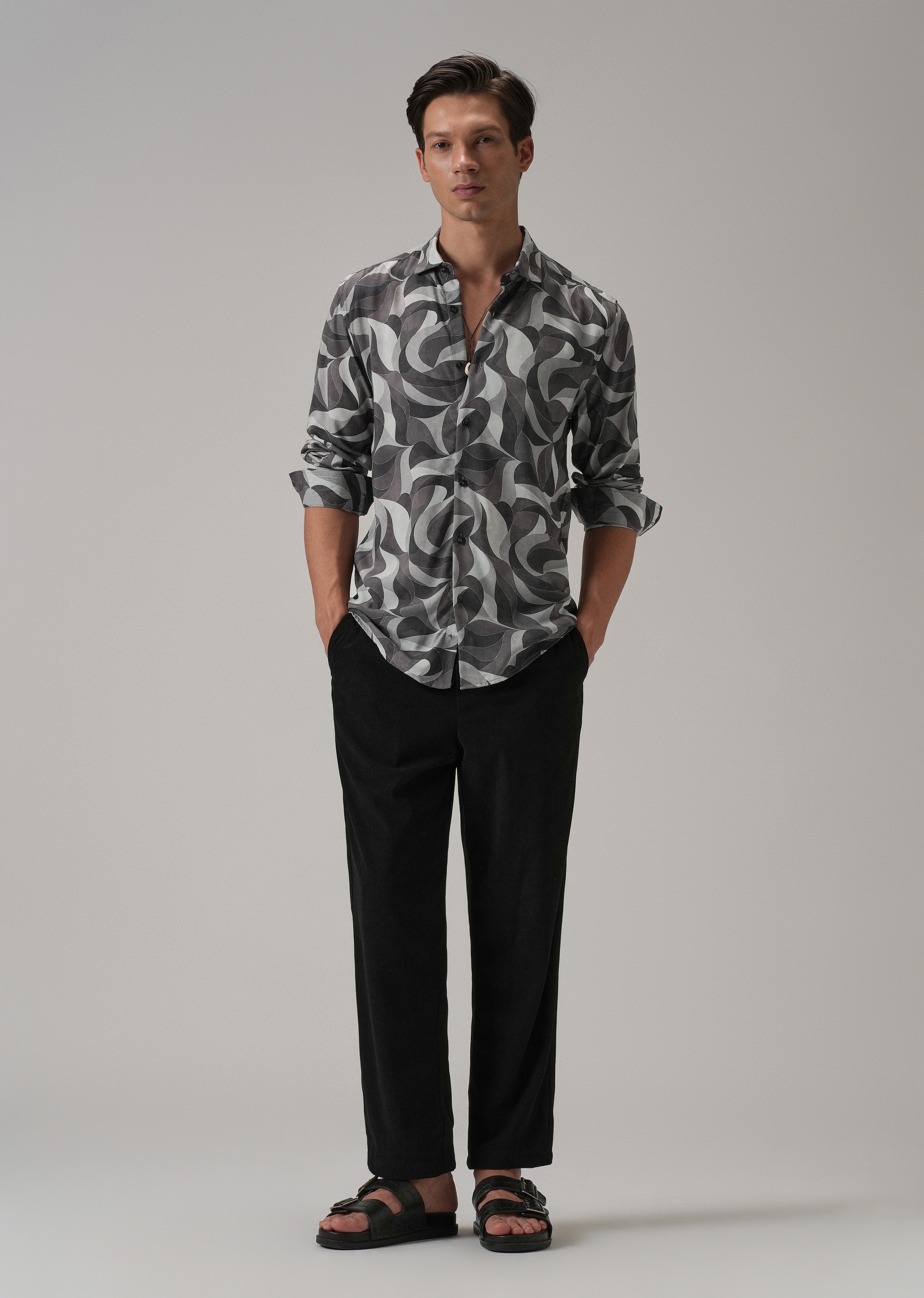Dusky Violet Swirl Printed Shirt