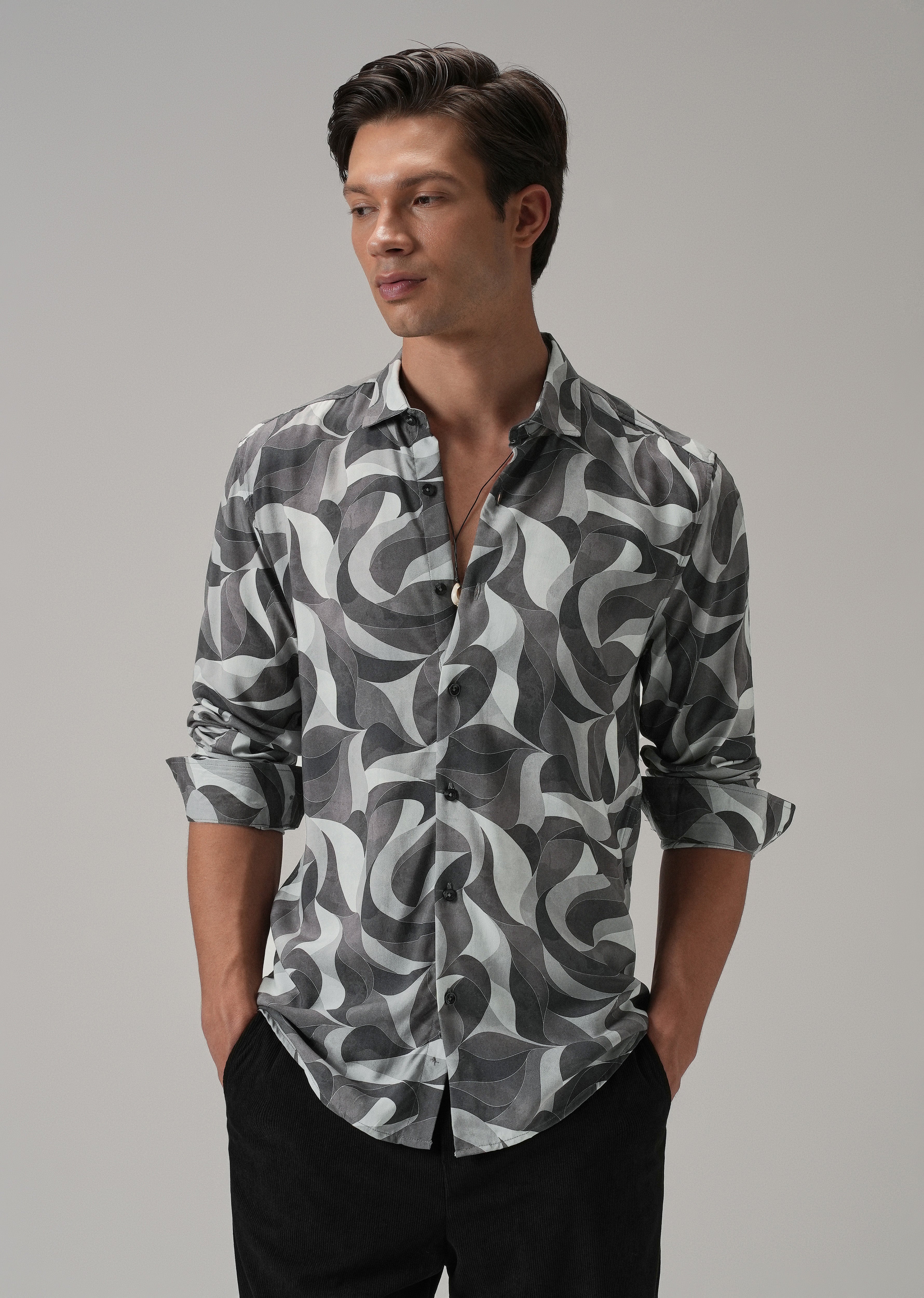 Dusky Violet Swirl Printed Shirt