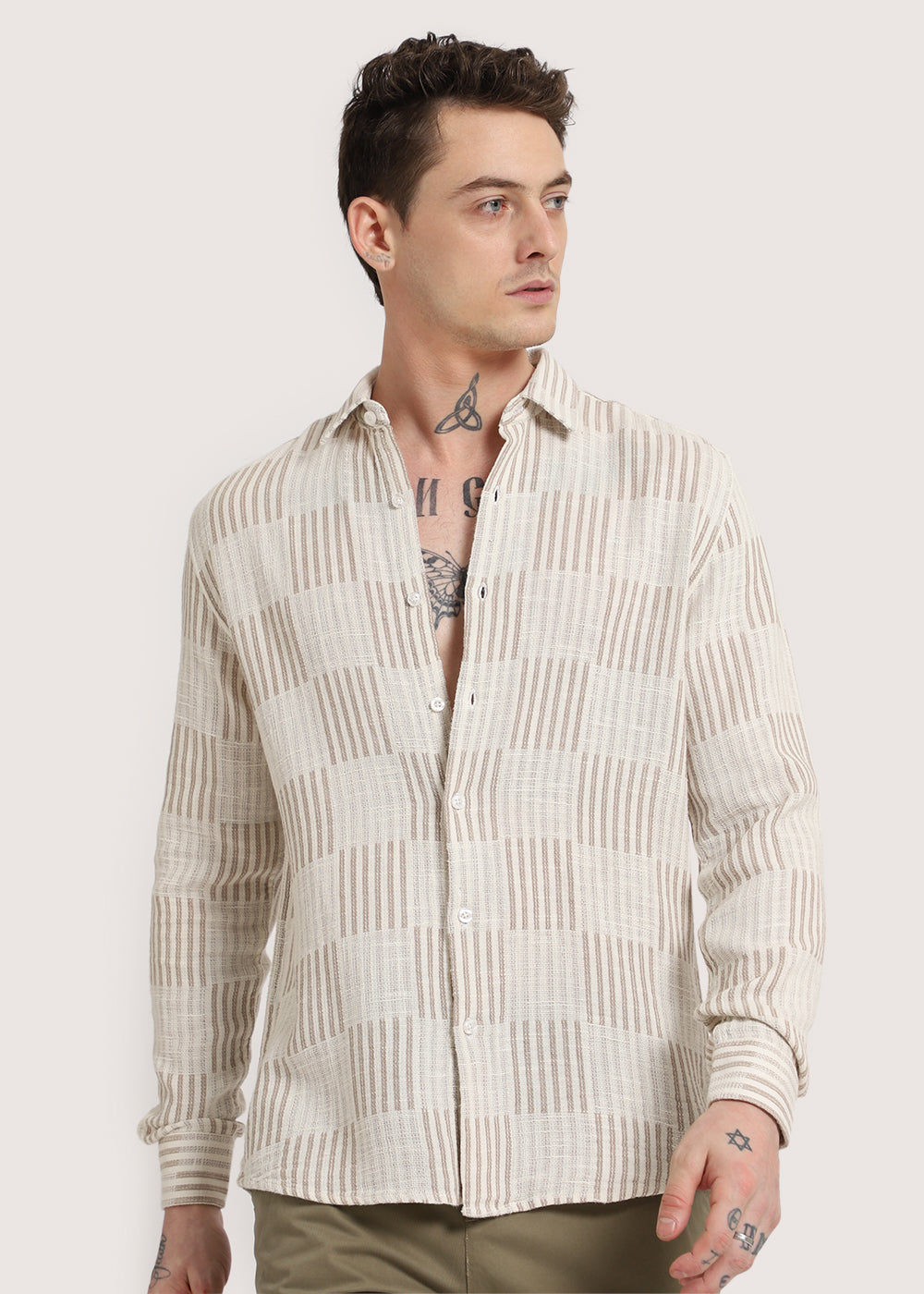 Dusty Brown Checker Textured Shirt