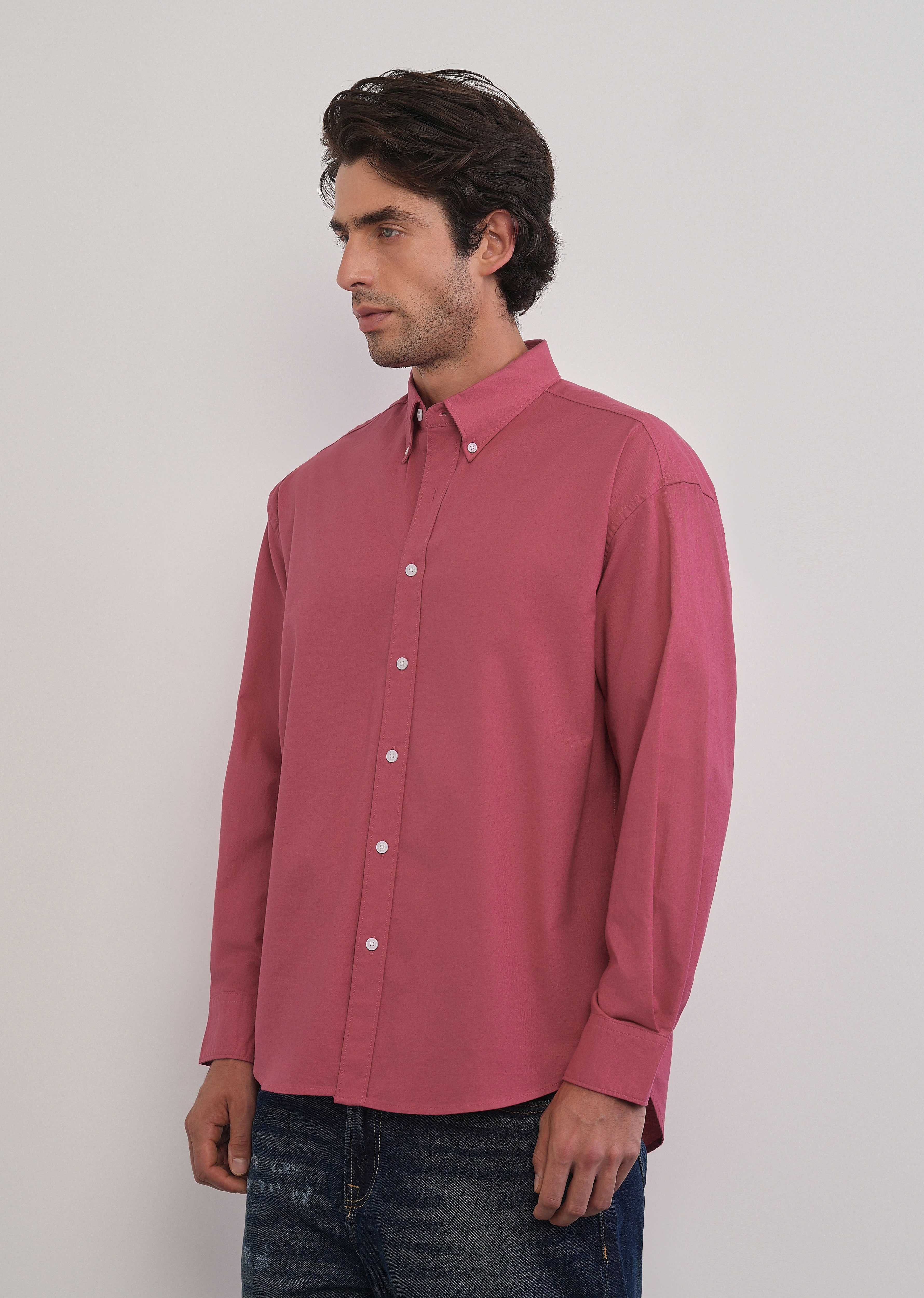 Dusty Rose Cotton Stretch Oversized Shirt