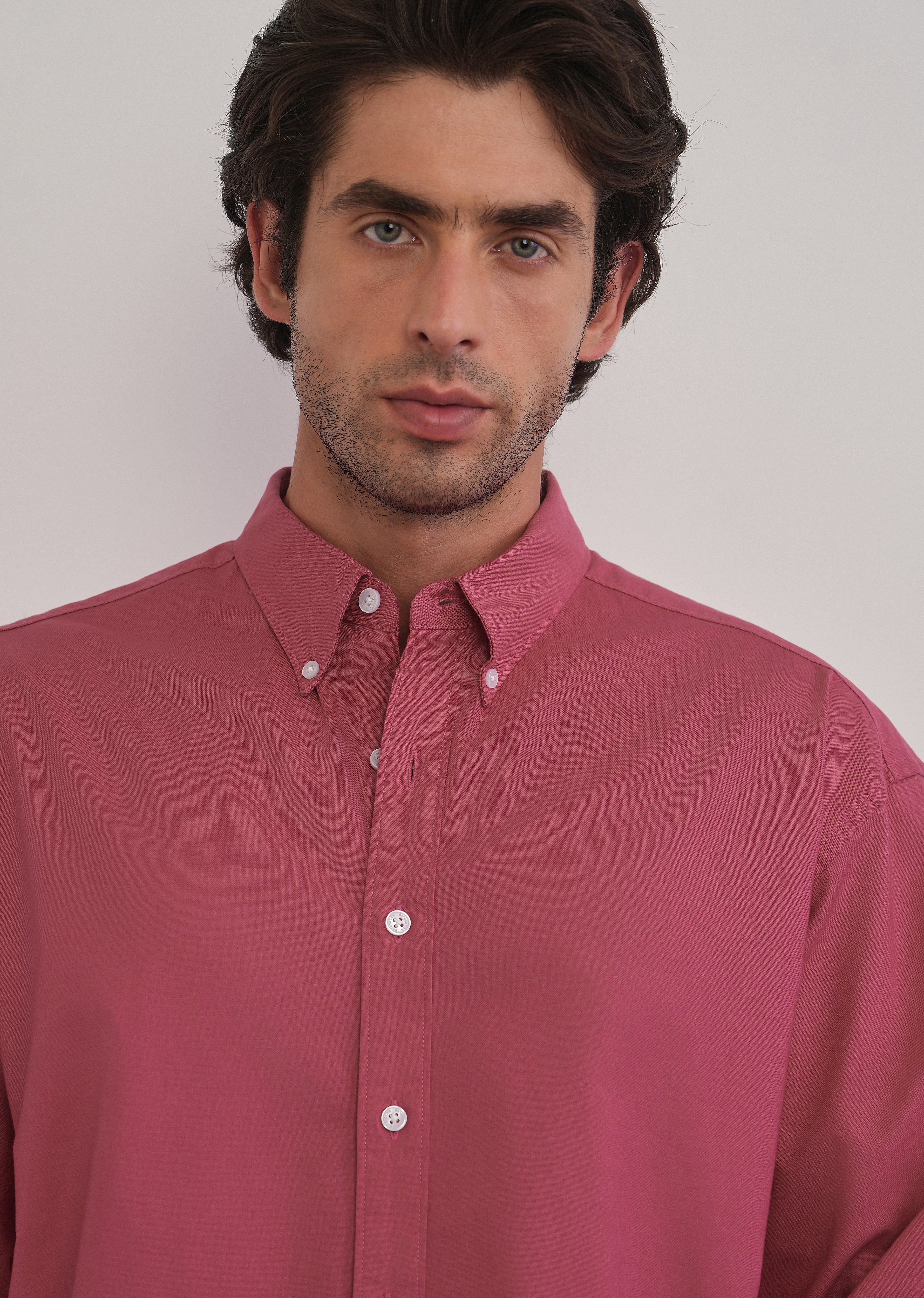 Dusty Rose Cotton Stretch Oversized Shirt