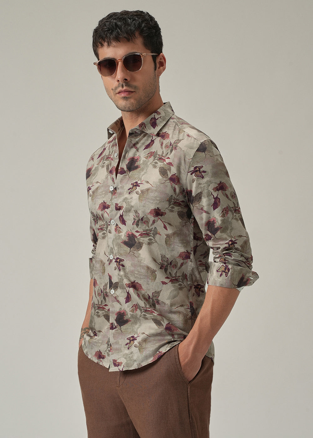 Dusty Rose Floral Print Shirt