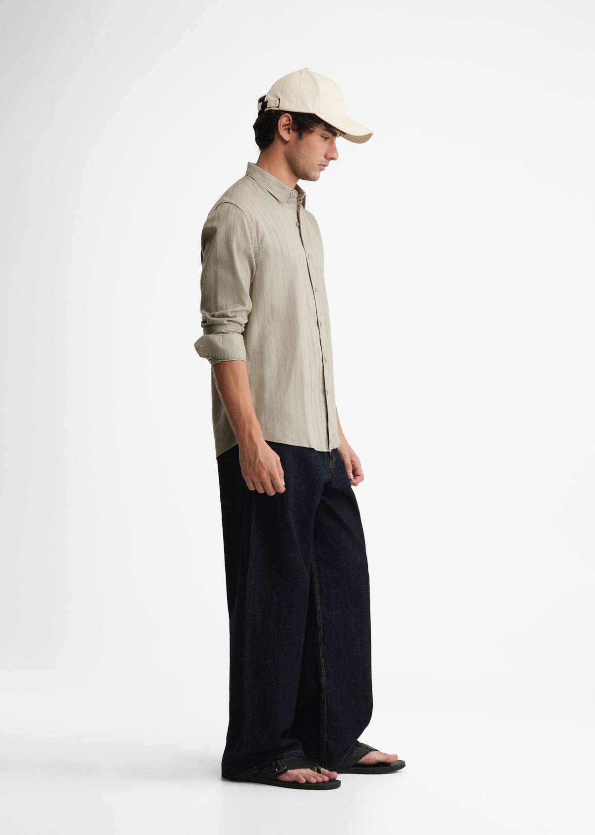 Dusty Sage Lyocell Cotton Self-Stripe Shirt