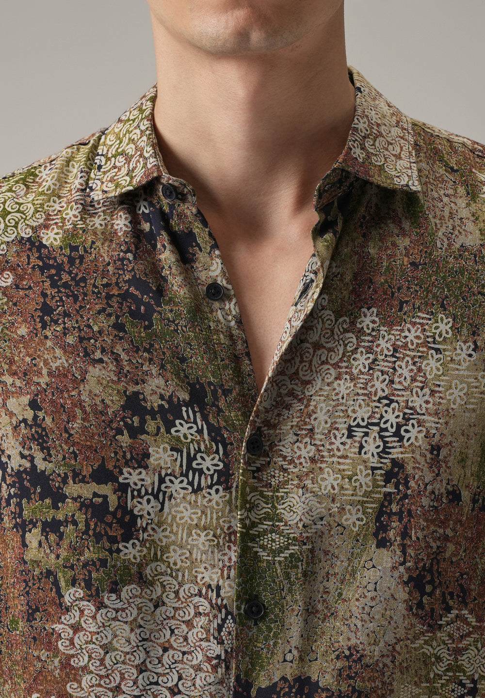 Earthen Camo Print Feather Shirt