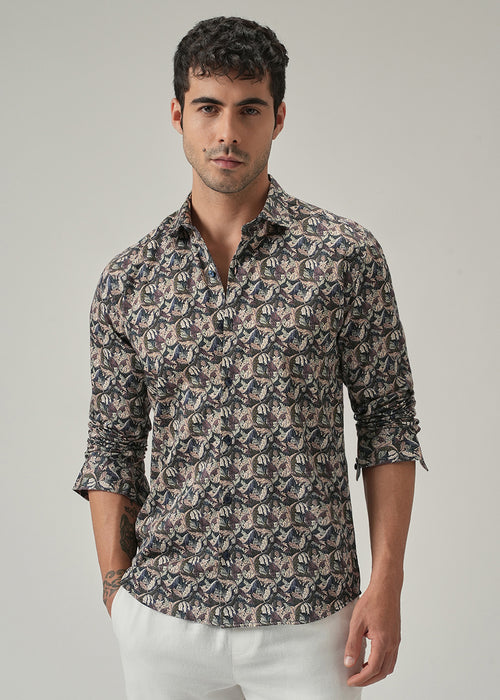 Earthy Leaf Print Shirt