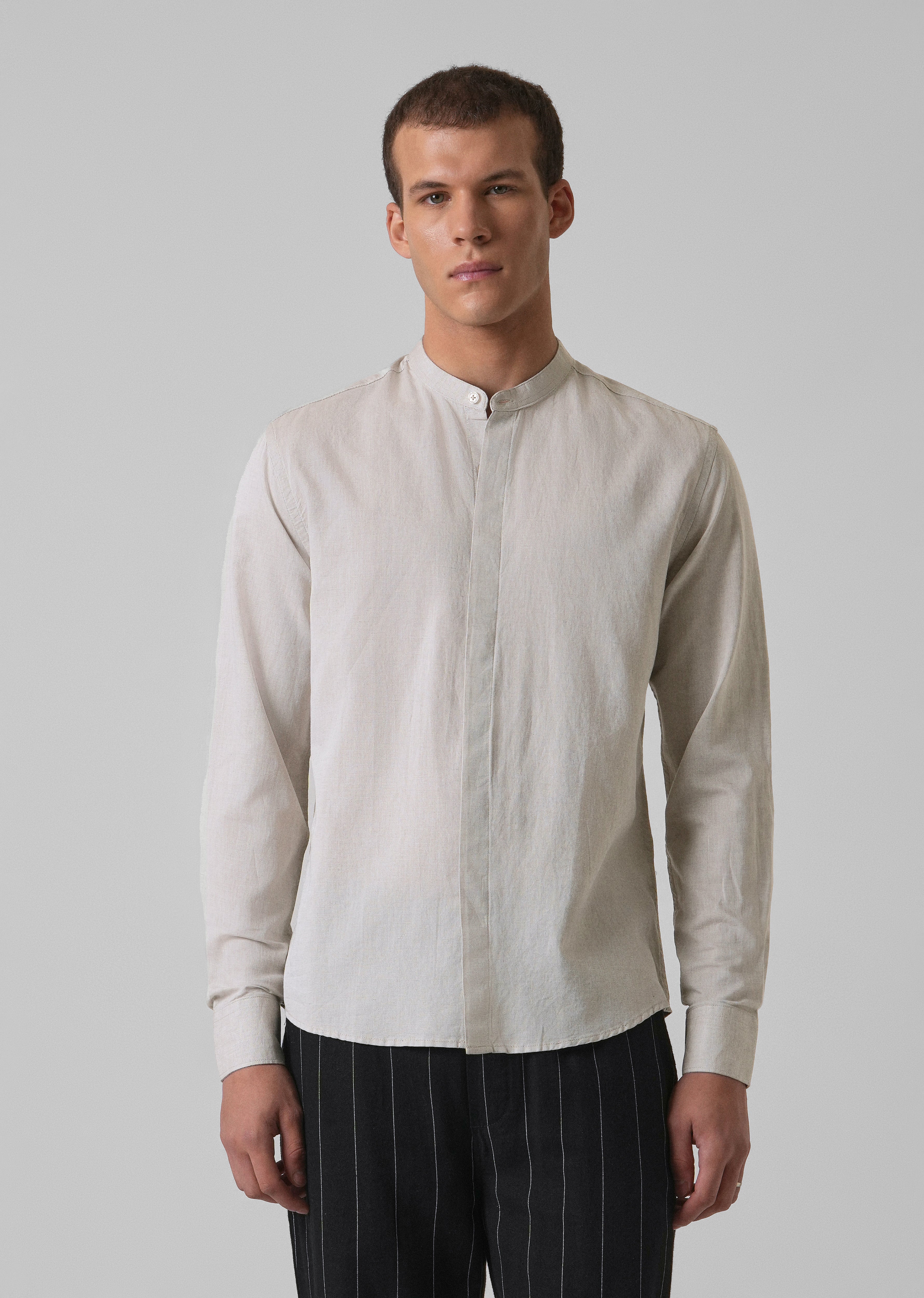 Ecru Beige Cotton Linen Shirt