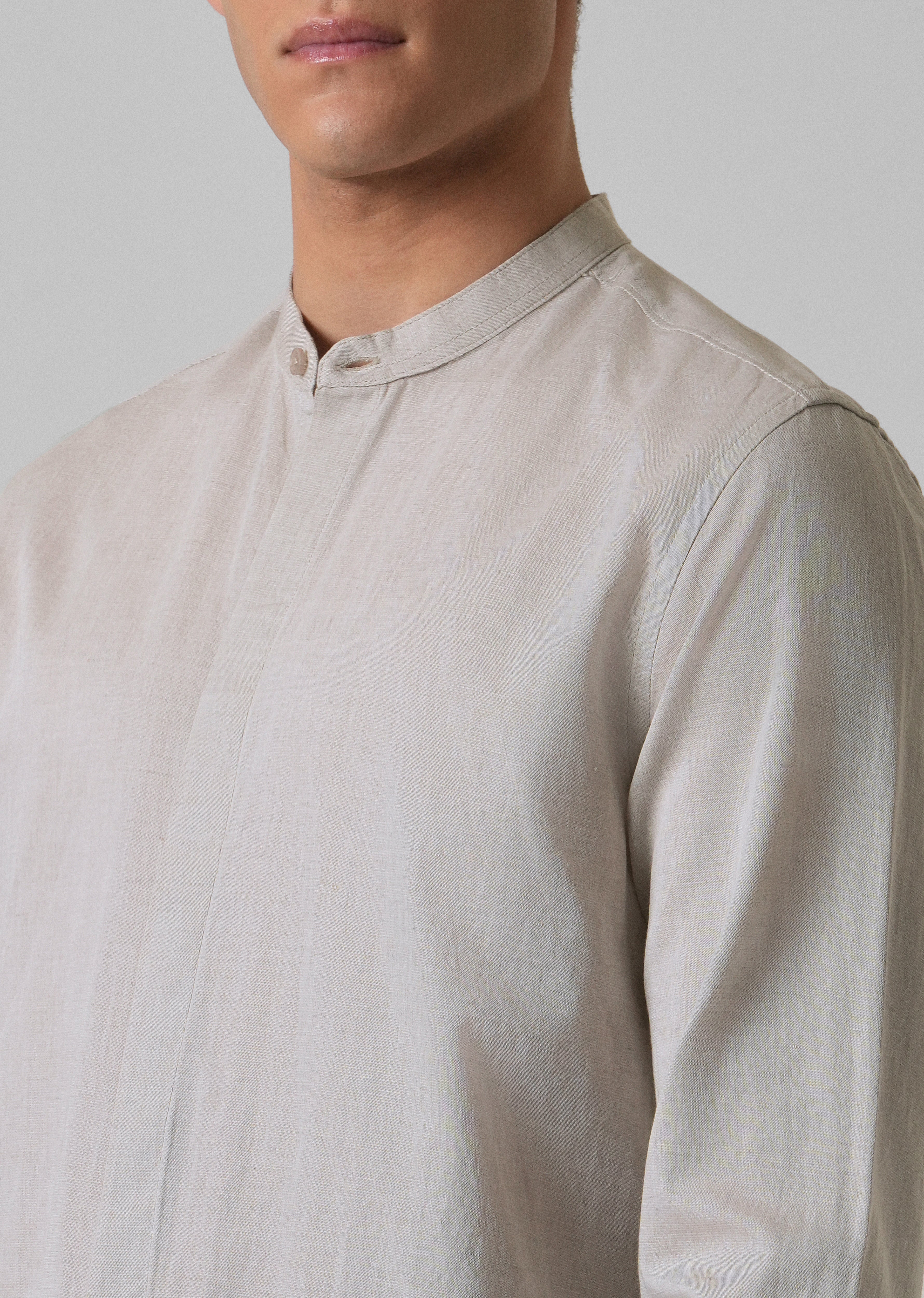 Ecru Beige Cotton Linen Shirt