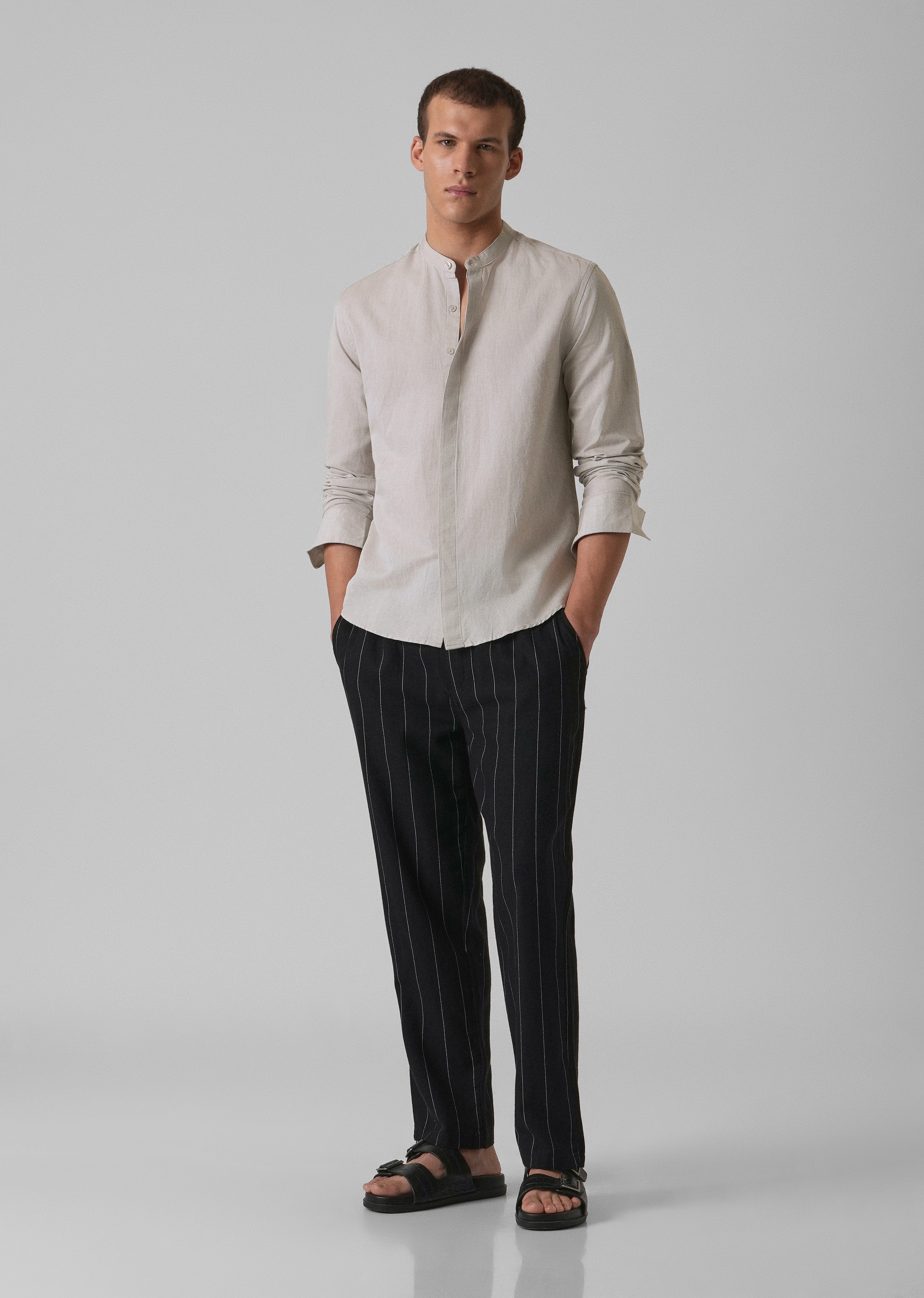 Ecru Beige Cotton Linen Shirt