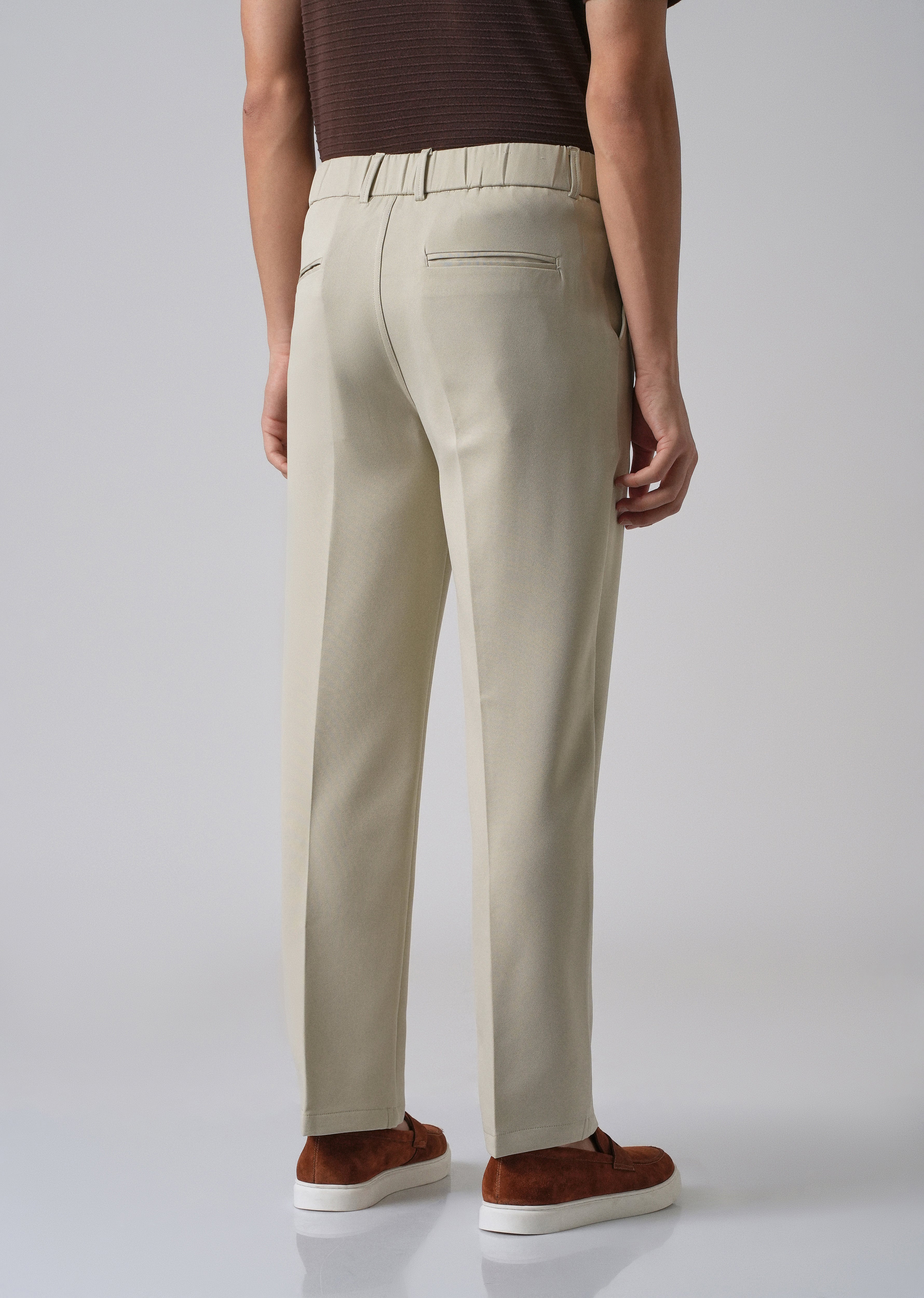 Ecru Beige Relaxed Fit Trousers