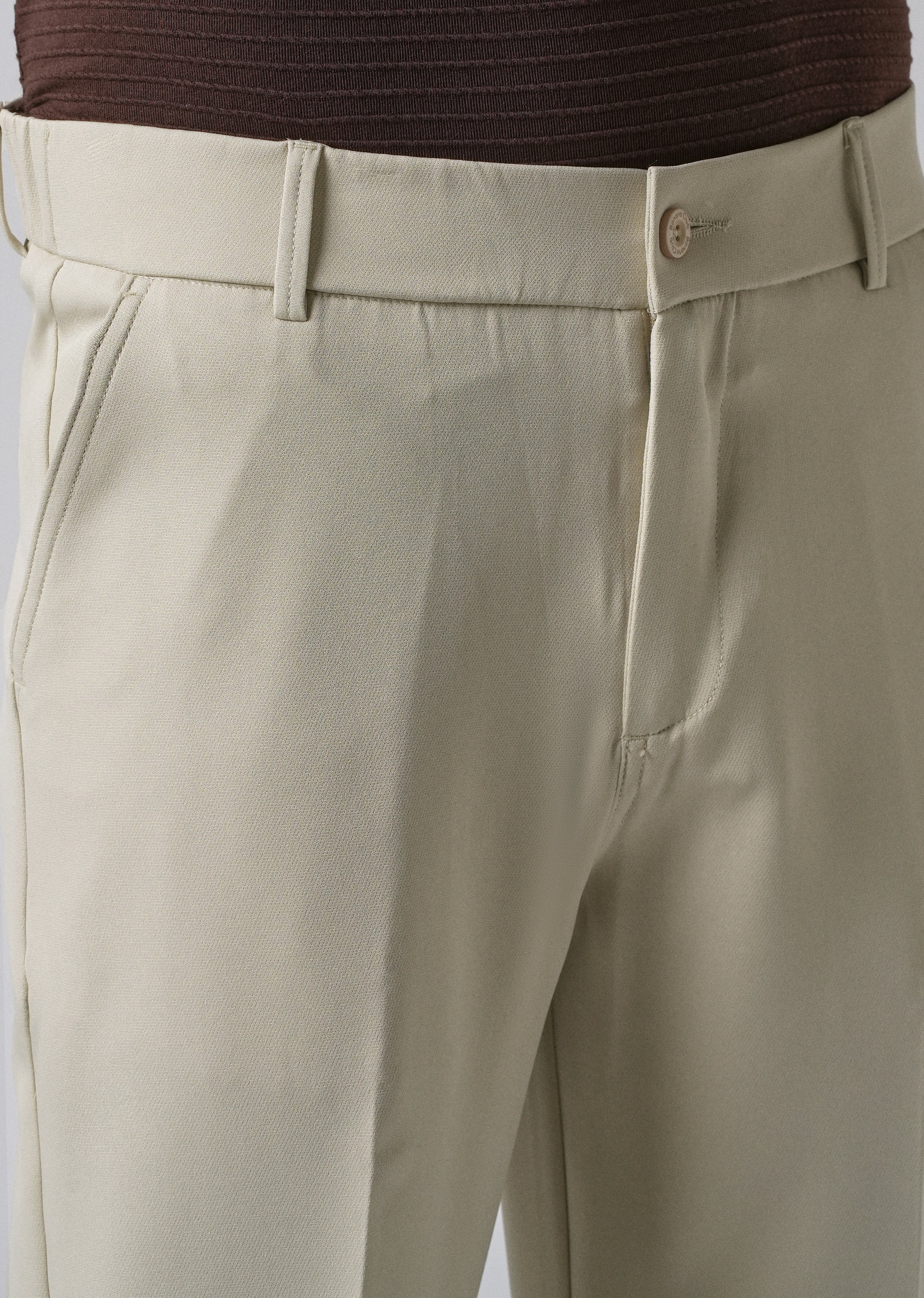 Ecru Beige Relaxed Fit Trousers
