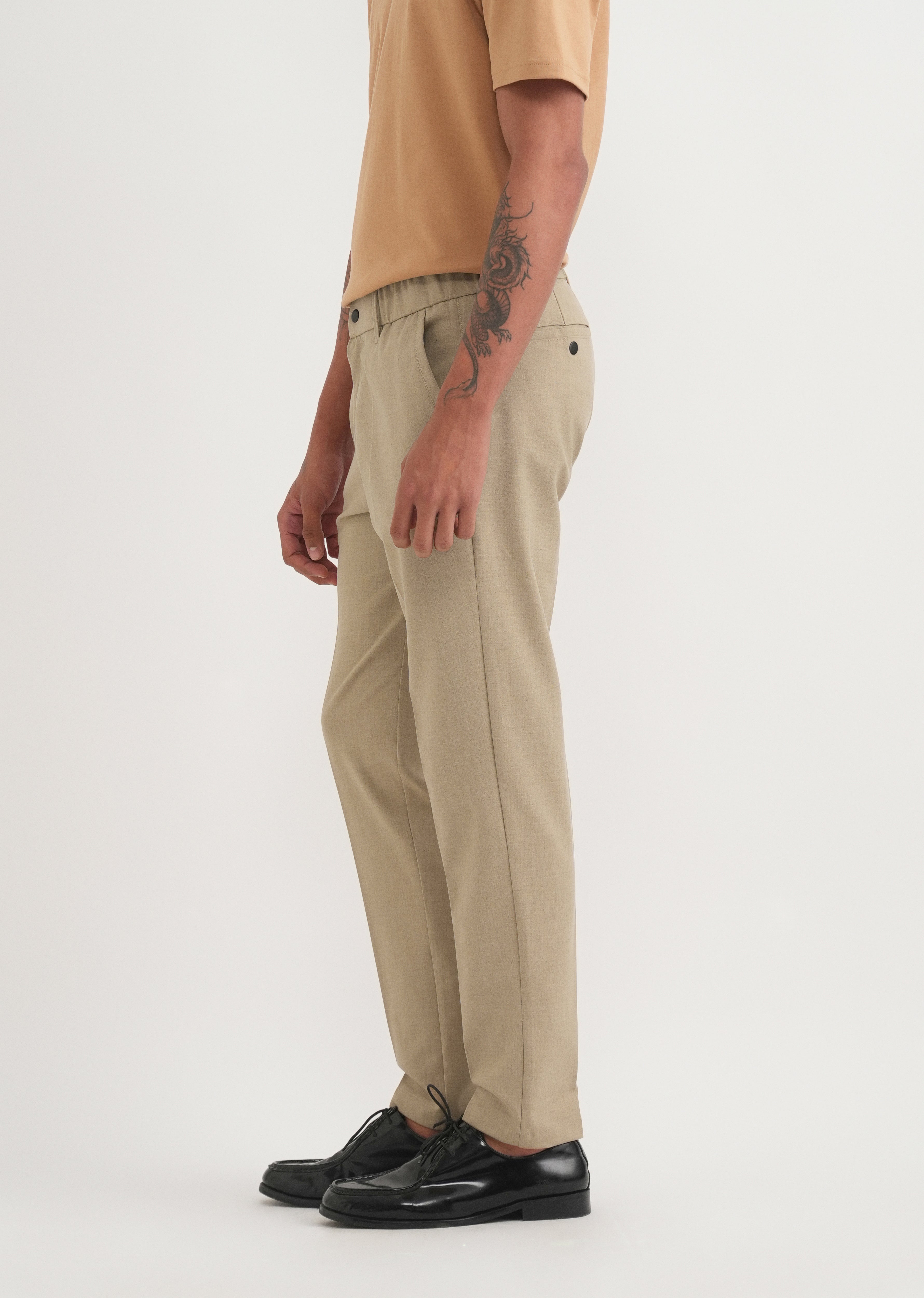Ecru Beige Semi-Elasticated Trouser