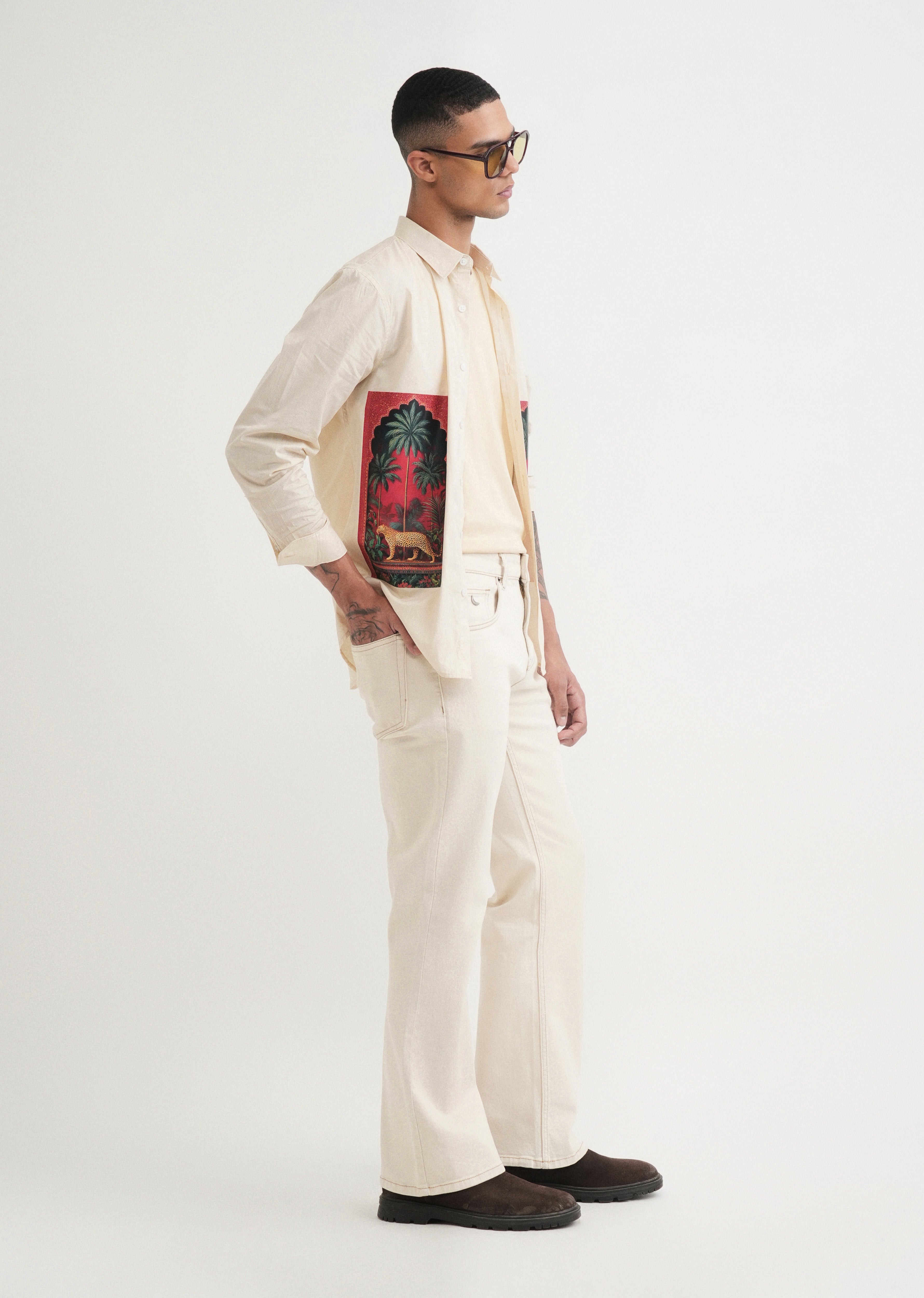 Ecru Bootcut Jeans