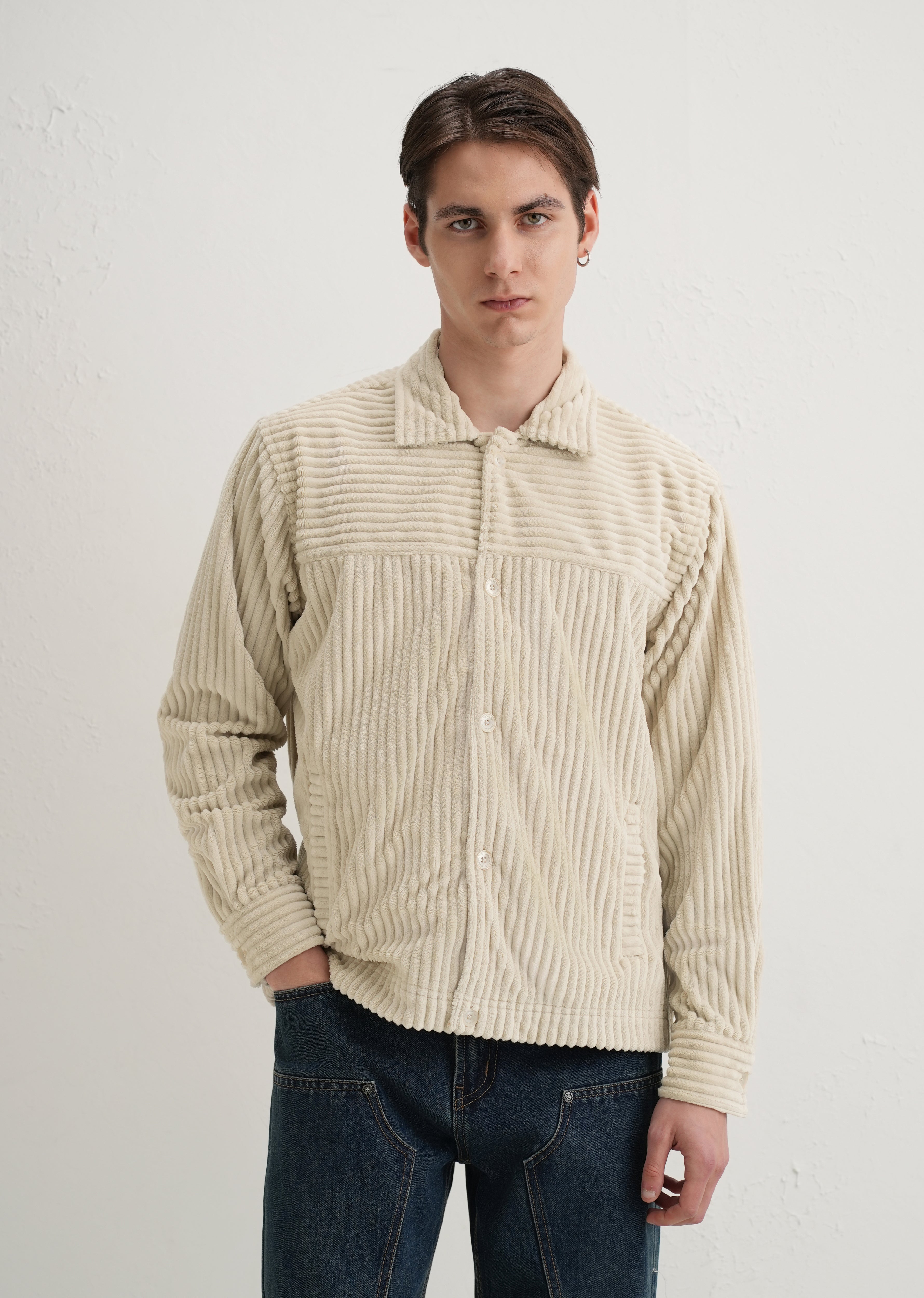 Ecru Corduroy Shacket