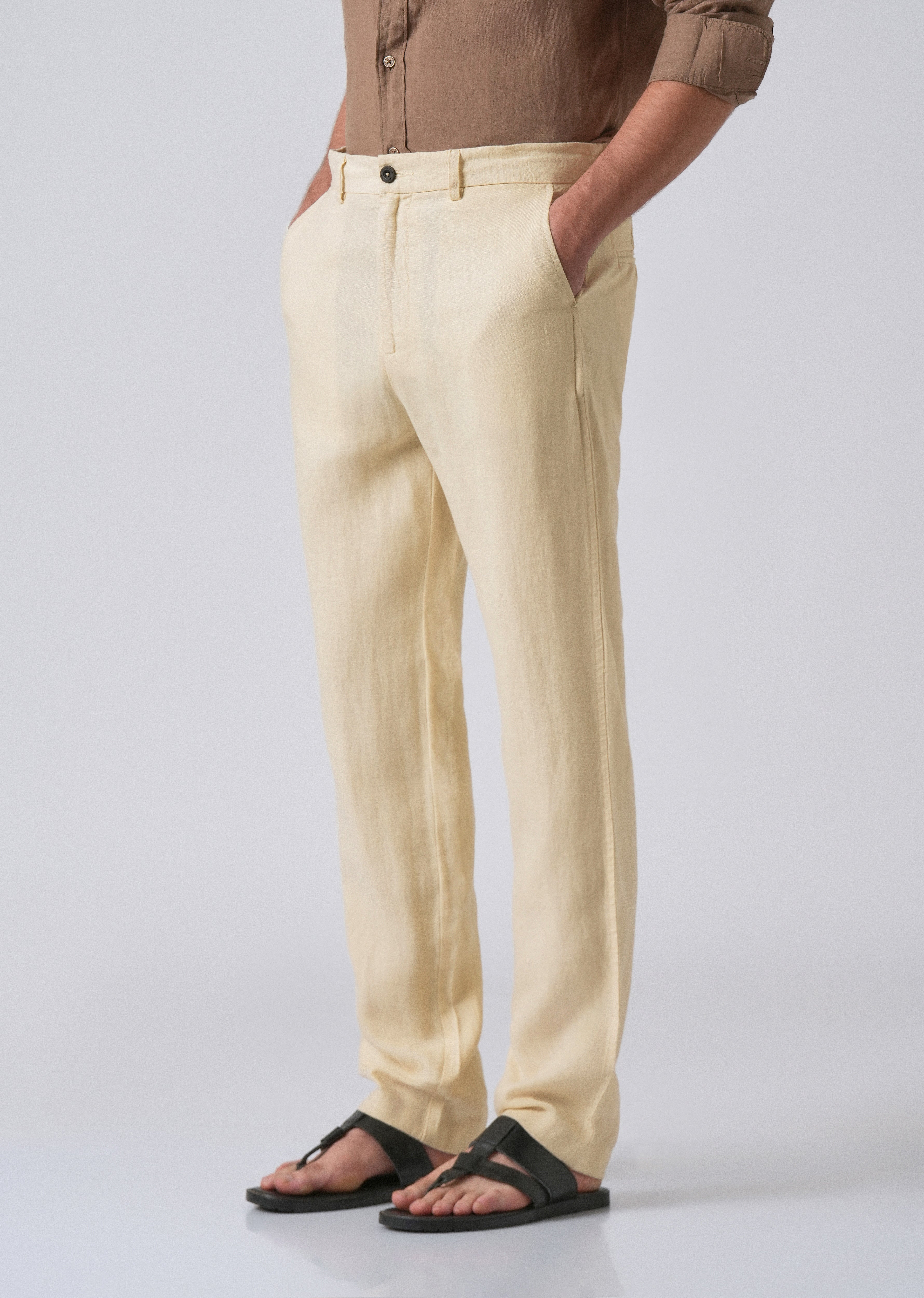 Ecru Cream Linen Pant